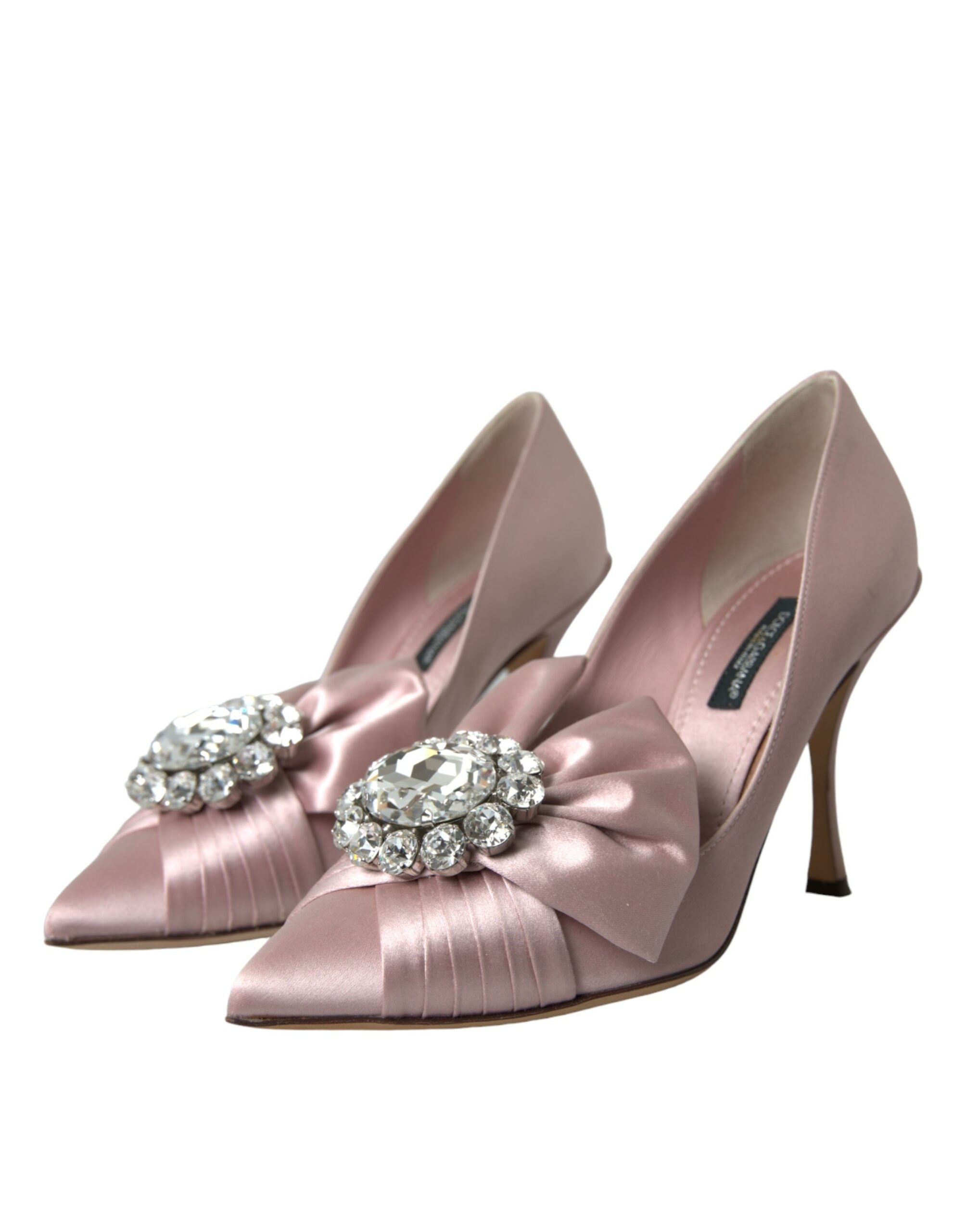 Dolce & Gabbana Pink Satin Crystal High Heels Pumps Shoes Glam Steals