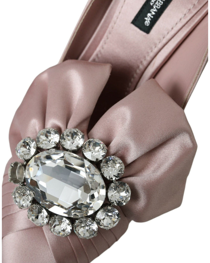Dolce & Gabbana Pink Satin Crystal High Heels Pumps Shoes Glam Steals