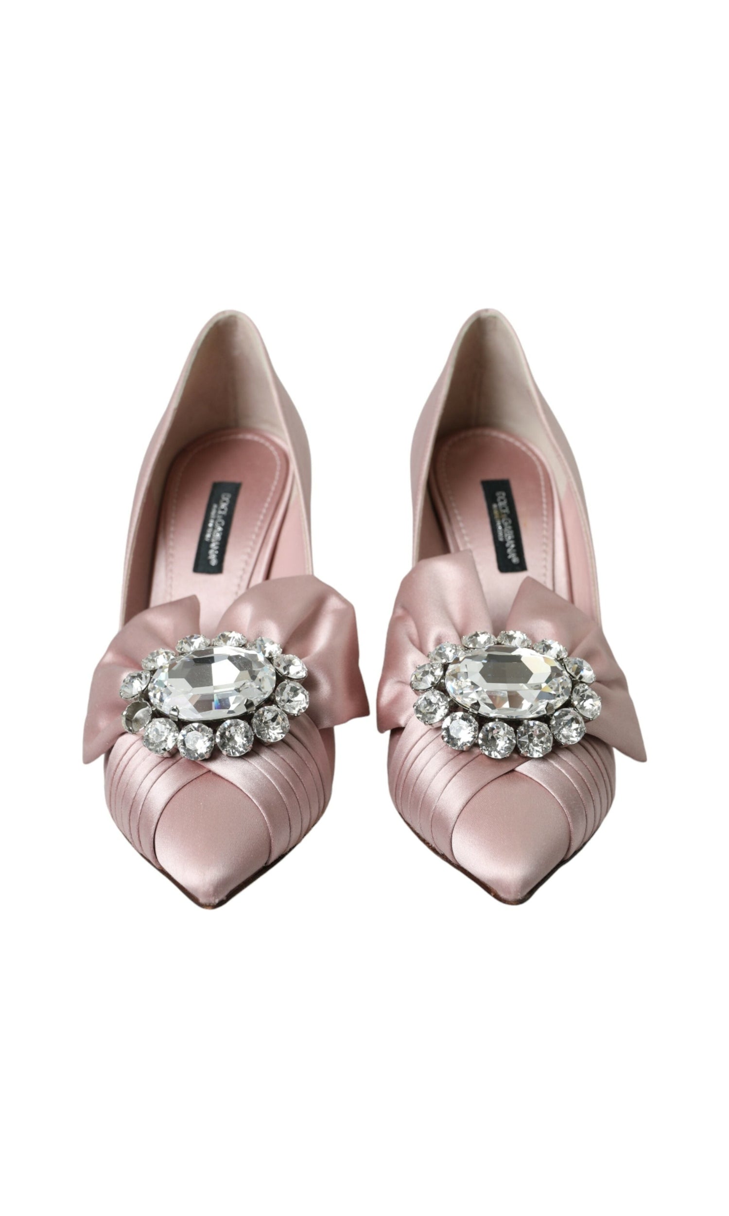 Dolce & Gabbana Pink Satin Crystal High Heels Pumps Shoes Glam Steals