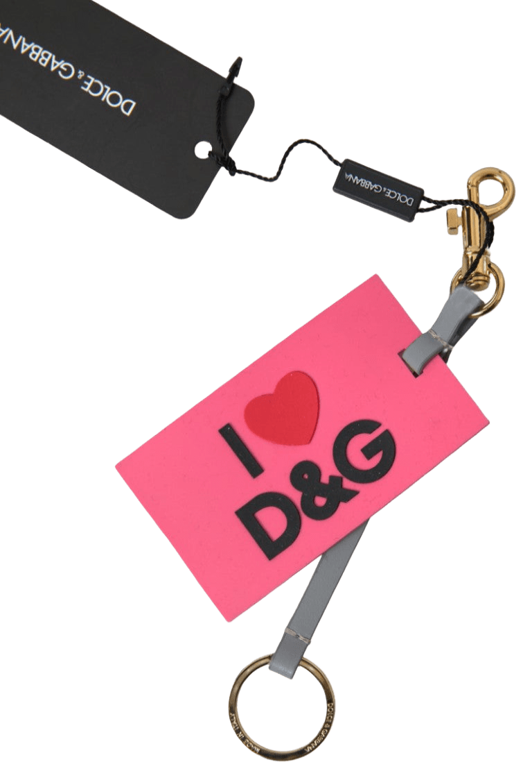 Dolce & Gabbana Pink Silicone Dg Logo Gold Brass Keyring Women Keychain Glam Steals