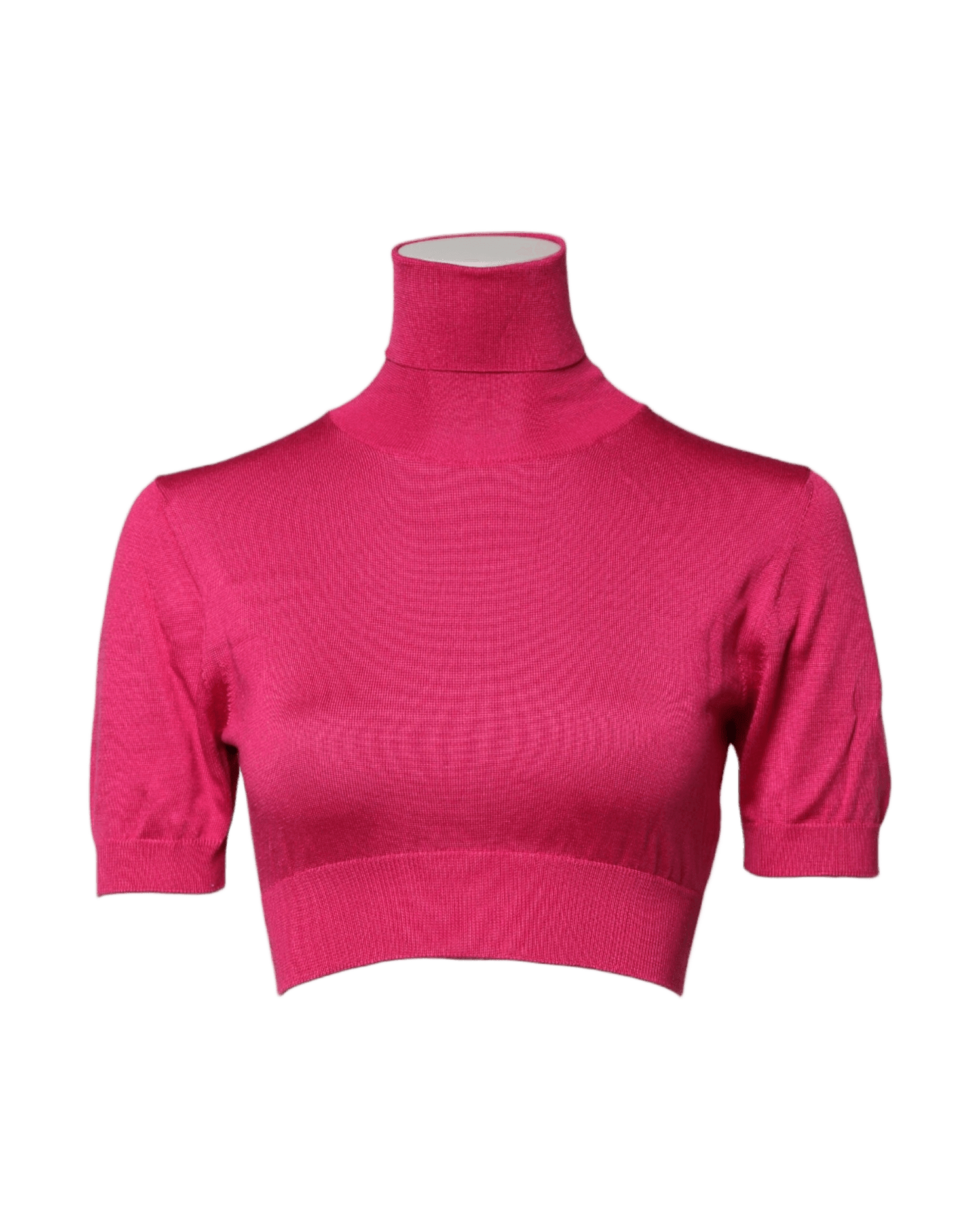 Dolce & Gabbana Pink Silk Knitted Turtleneck Cropped Top Glam Steals