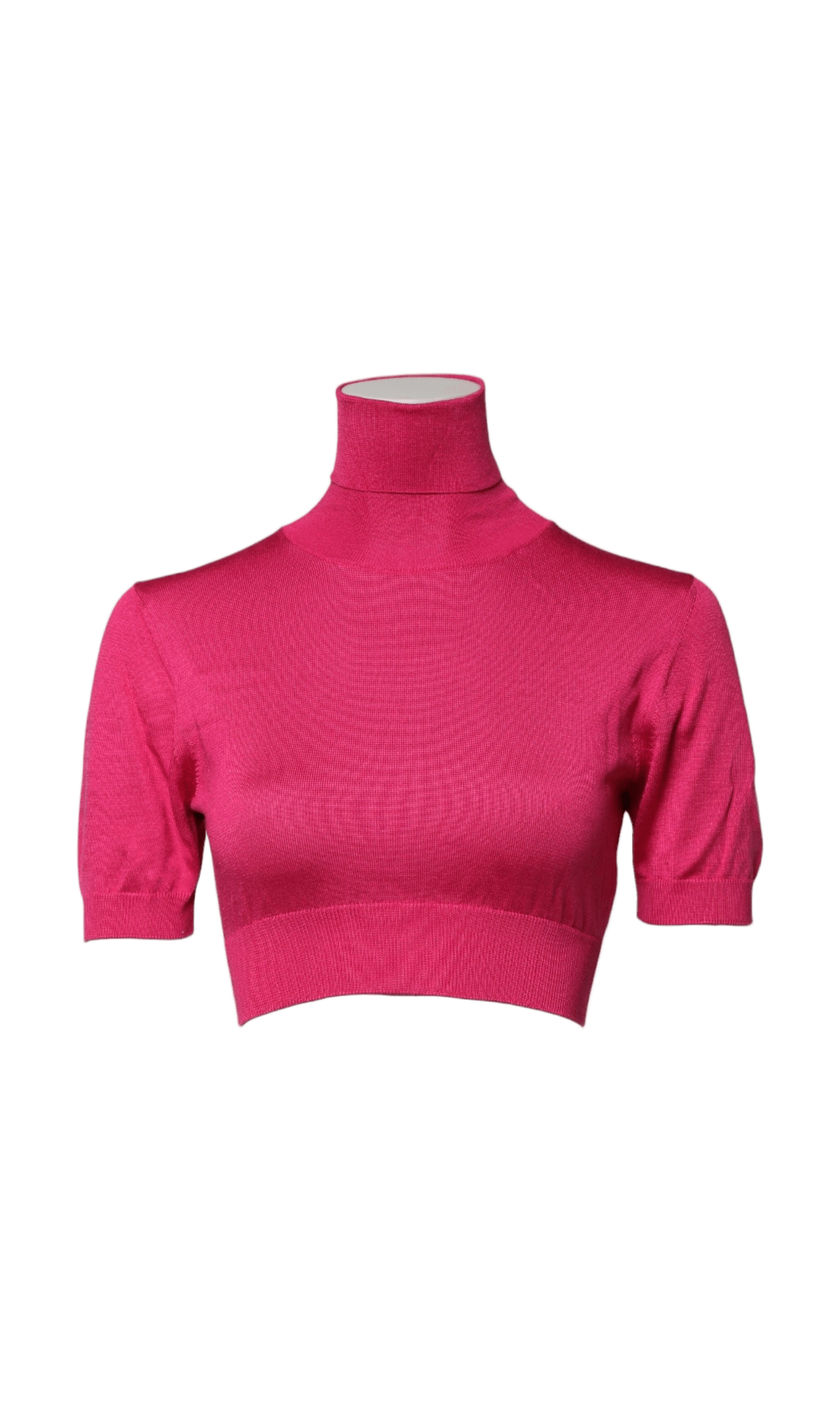Dolce & Gabbana Pink Silk Knitted Turtleneck Cropped Top Glam Steals