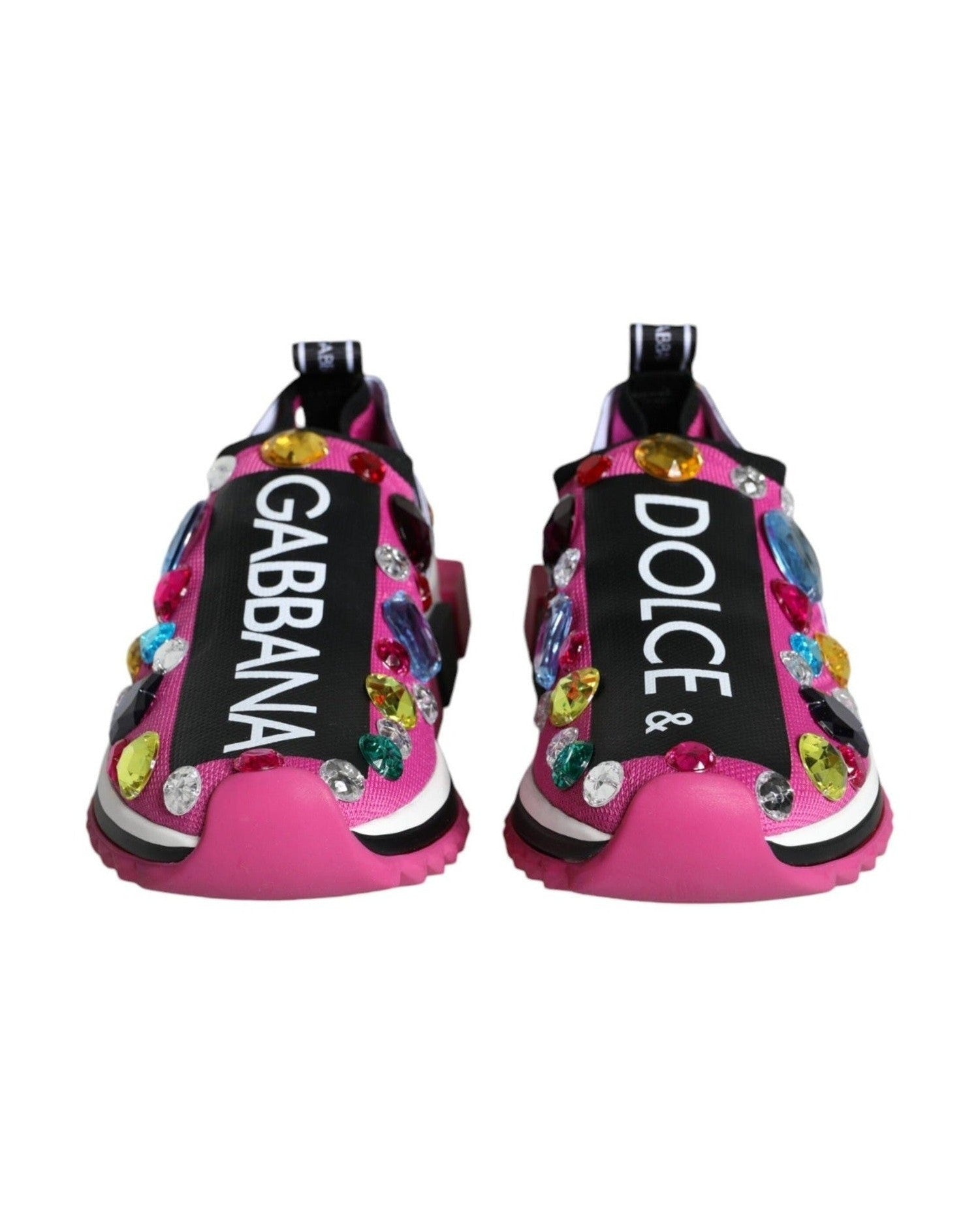 Dolce & Gabbana Pink Sorrento Crystals Low Top Sneakers Shoes Sneakers