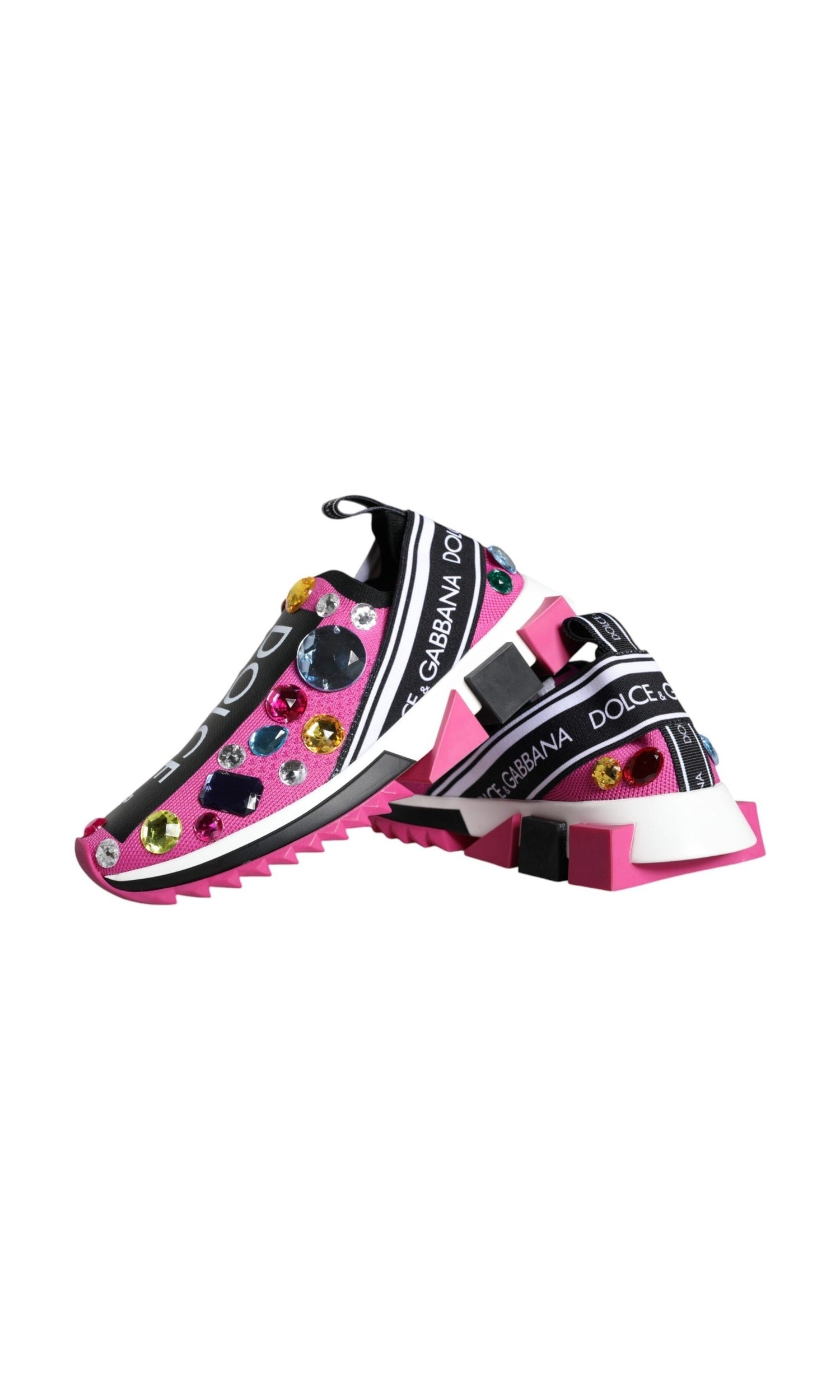Dolce & Gabbana Pink Sorrento Crystals Low Top Sneakers Shoes Glam Steals