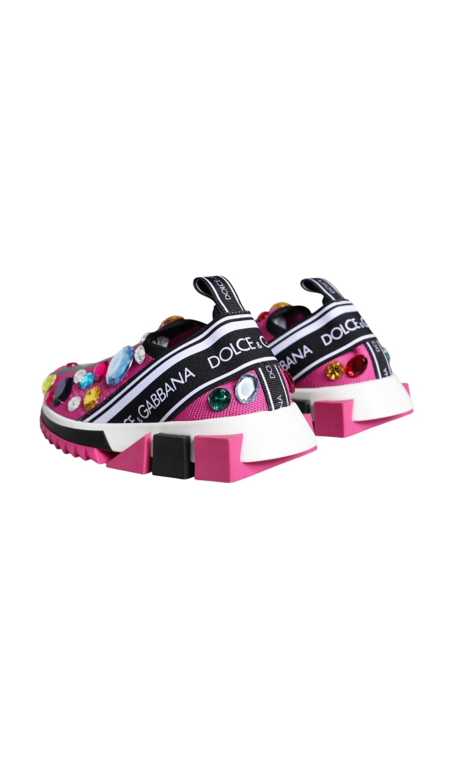 Dolce & Gabbana Pink Sorrento Crystals Low Top Sneakers Shoes Glam Steals