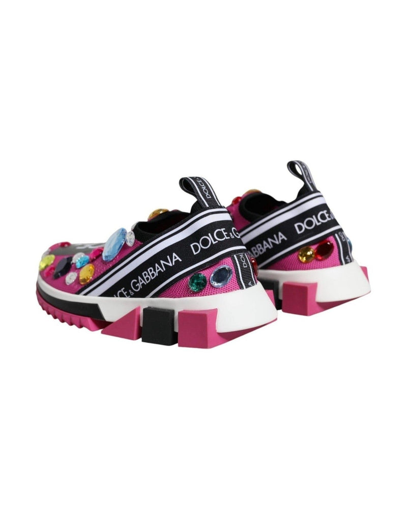 Dolce & Gabbana Pink Sorrento Crystals Low Top Sneakers Shoes Glam Steals
