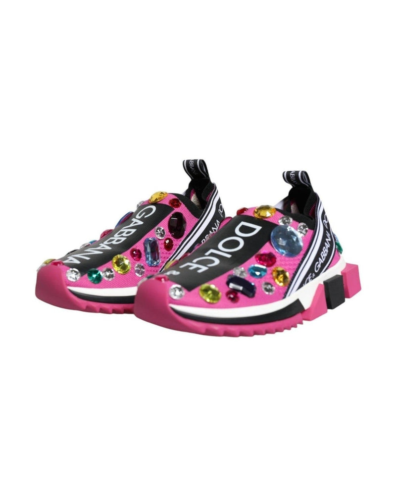 Dolce & Gabbana Pink Sorrento Crystals Low Top Sneakers Shoes Glam Steals