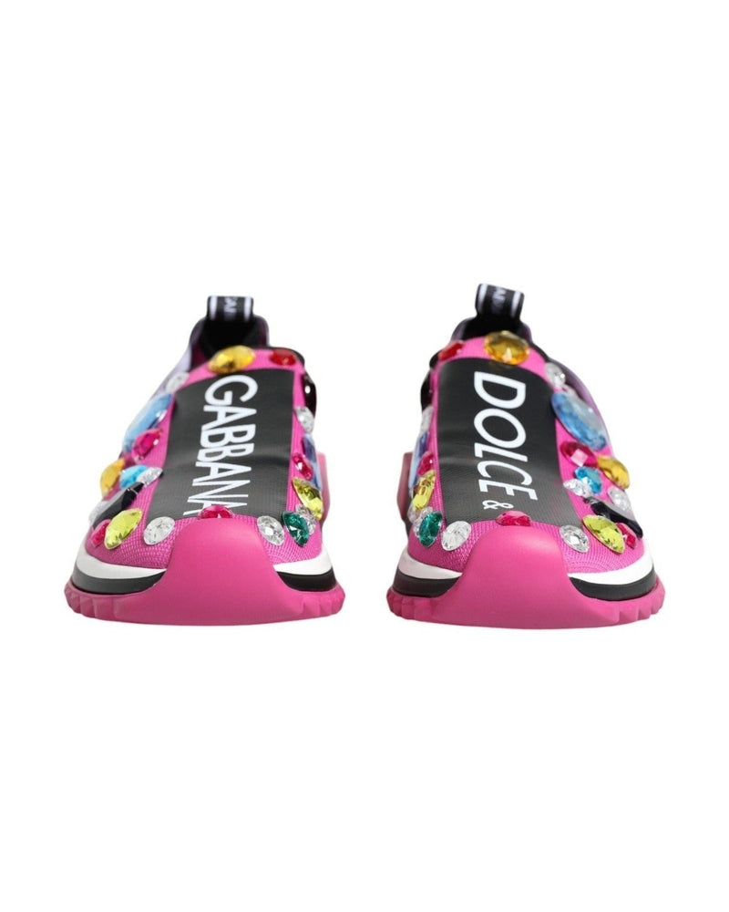 Dolce & Gabbana Pink Sorrento Crystals Low Top Sneakers Shoes Glam Steals