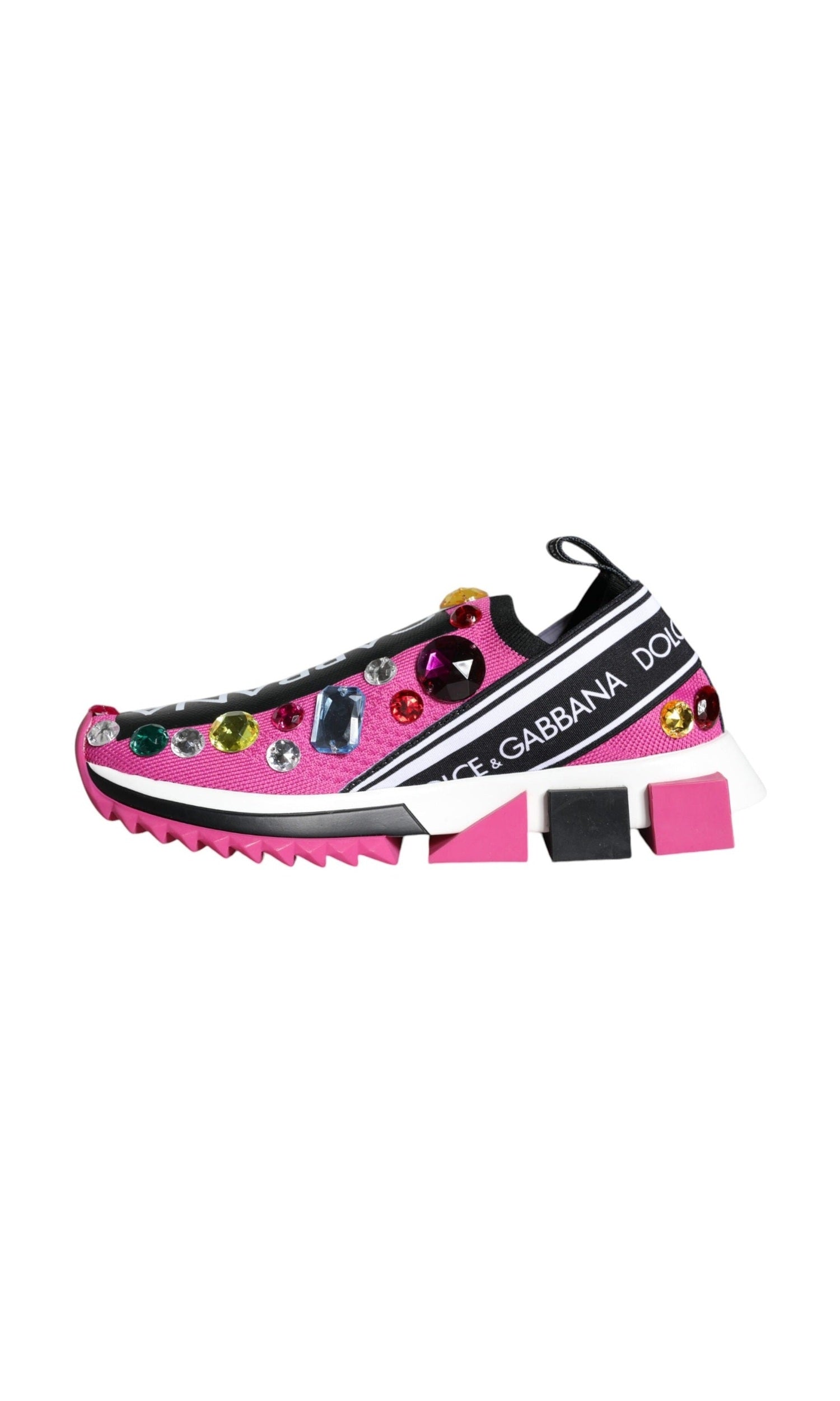 Dolce & Gabbana Pink Sorrento Crystals Low Top Sneakers Shoes Glam Steals