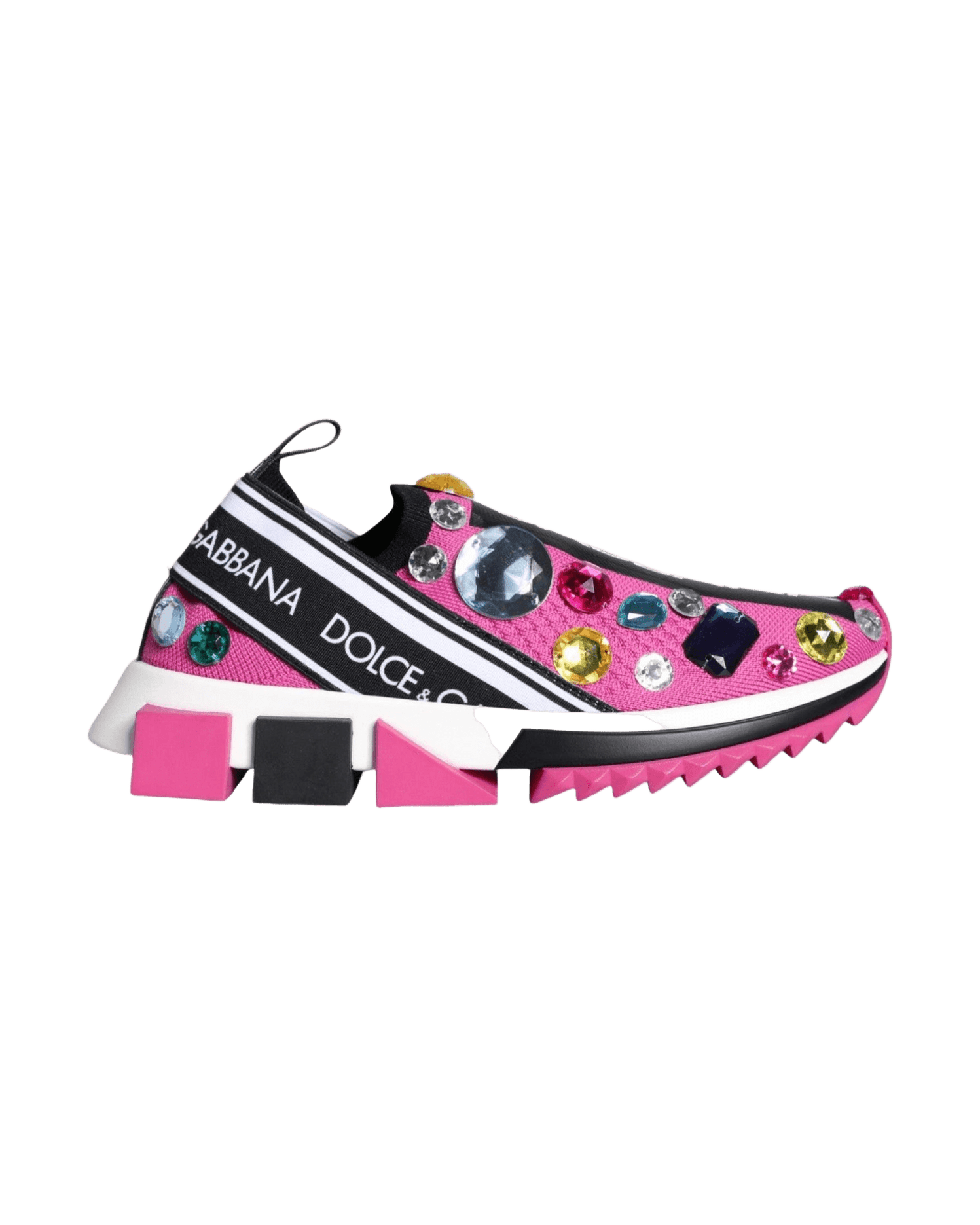 Dolce & Gabbana Pink Sorrento Crystals Low Top Sneakers Shoes Sneakers