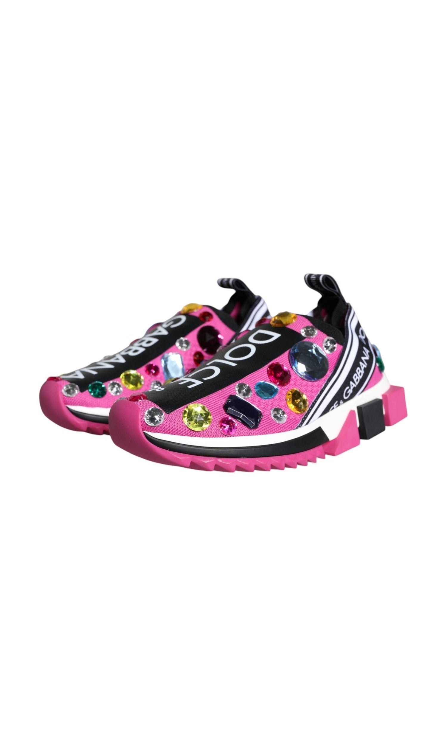 Dolce & Gabbana Pink Sorrento Crystals Low Top Sneakers Shoes Glam Steals