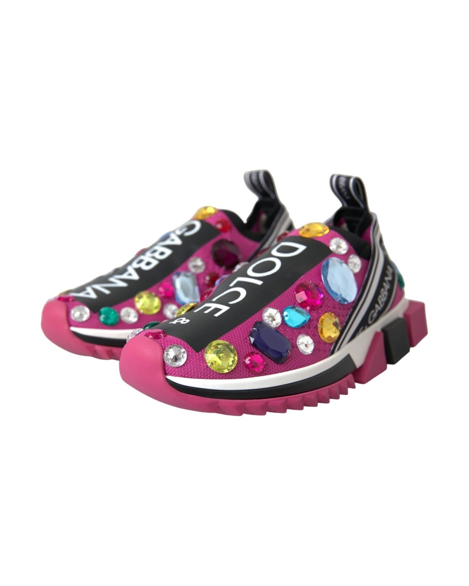 Dolce & Gabbana Pink Sorrento Crystals Sneakers Shoes Sneakers