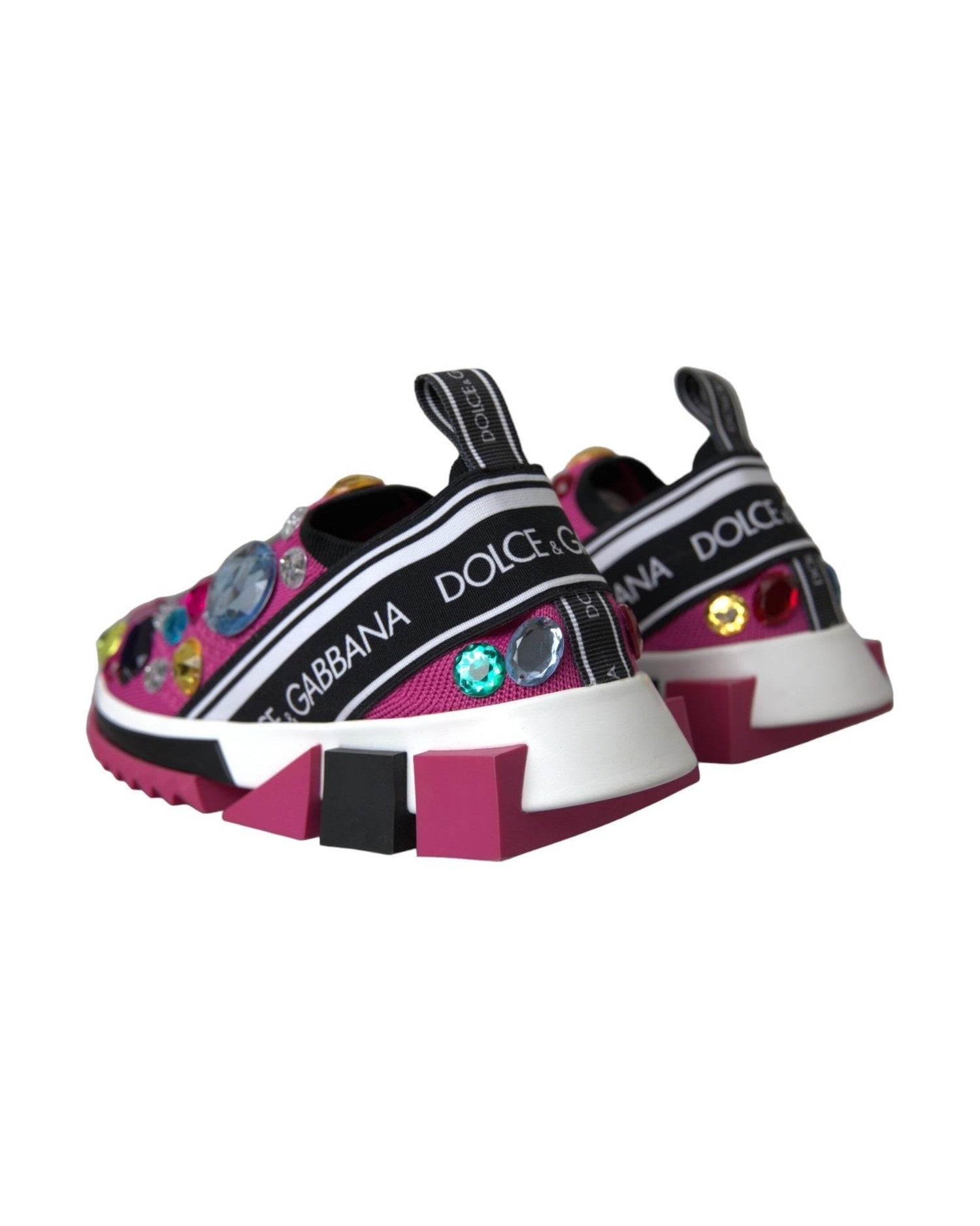 Dolce & Gabbana Pink Sorrento Crystals Sneakers Shoes Sneakers