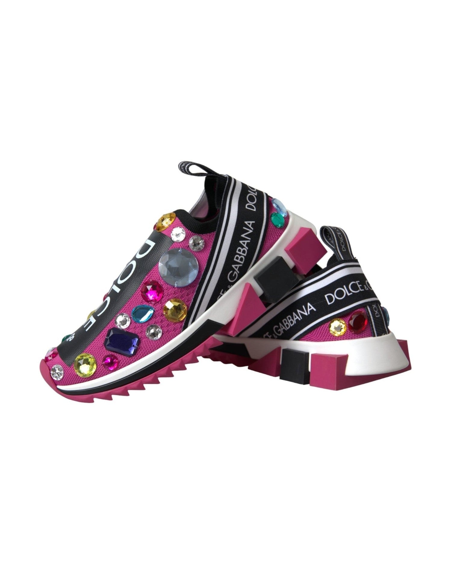 Dolce & Gabbana Pink Sorrento Crystals Sneakers Shoes Sneakers