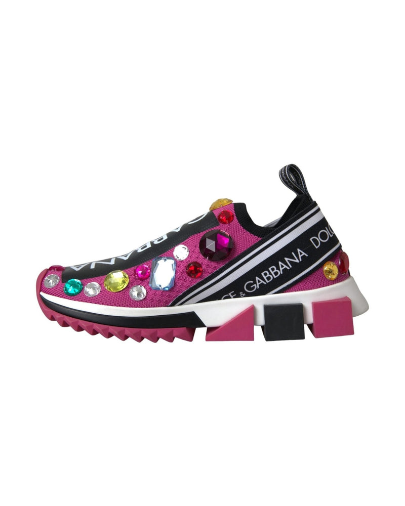 Dolce & Gabbana Pink Sorrento Crystals Sneakers Shoes Sneakers