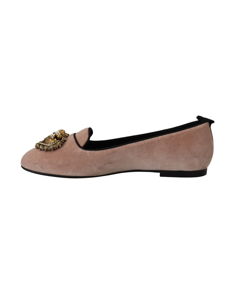 Dolce & Gabbana Pink Velvet Slip Ons Loafers Flats Shoes Glam Steals