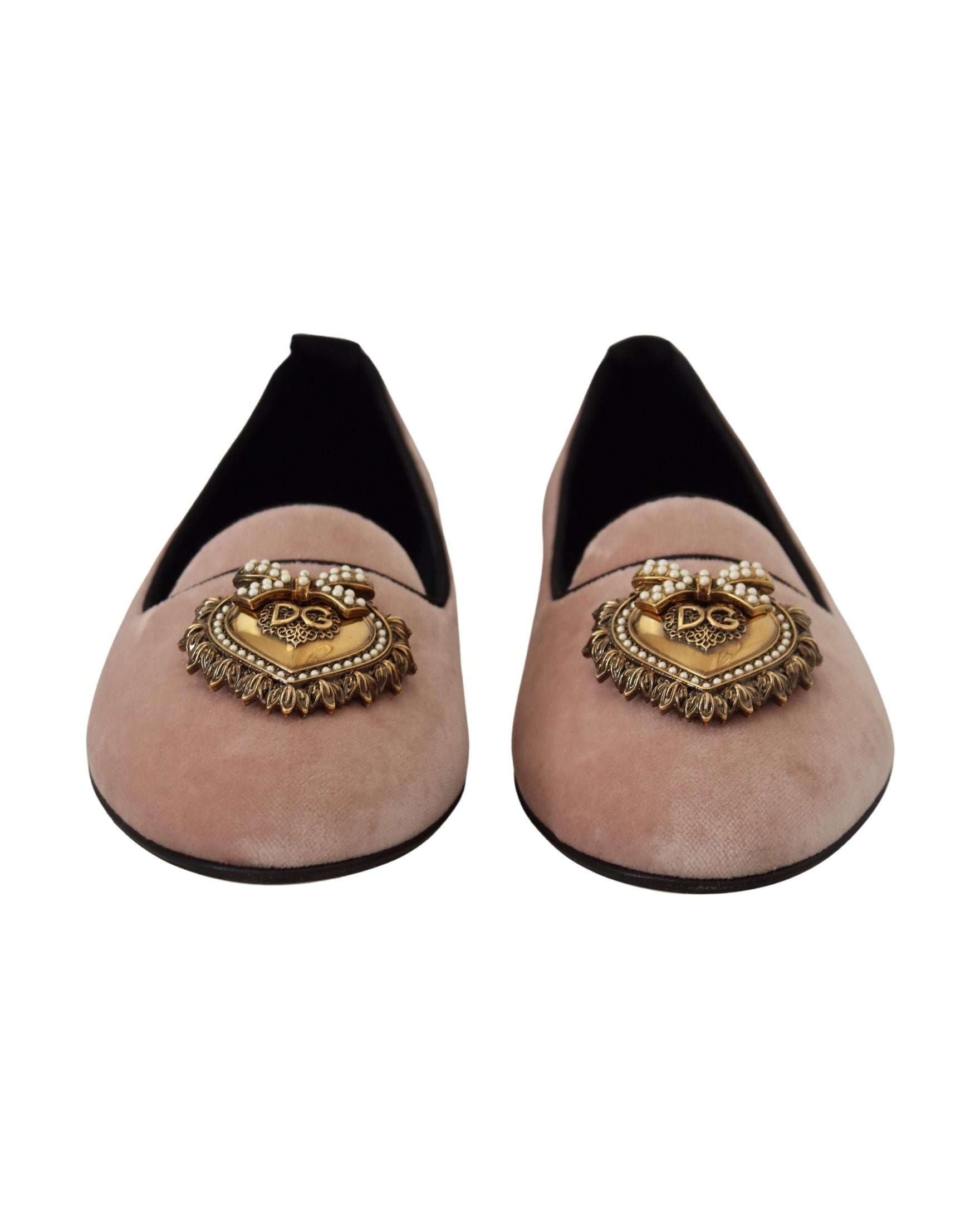 Dolce & Gabbana Pink Velvet Slip Ons Loafers Flats Shoes Flats