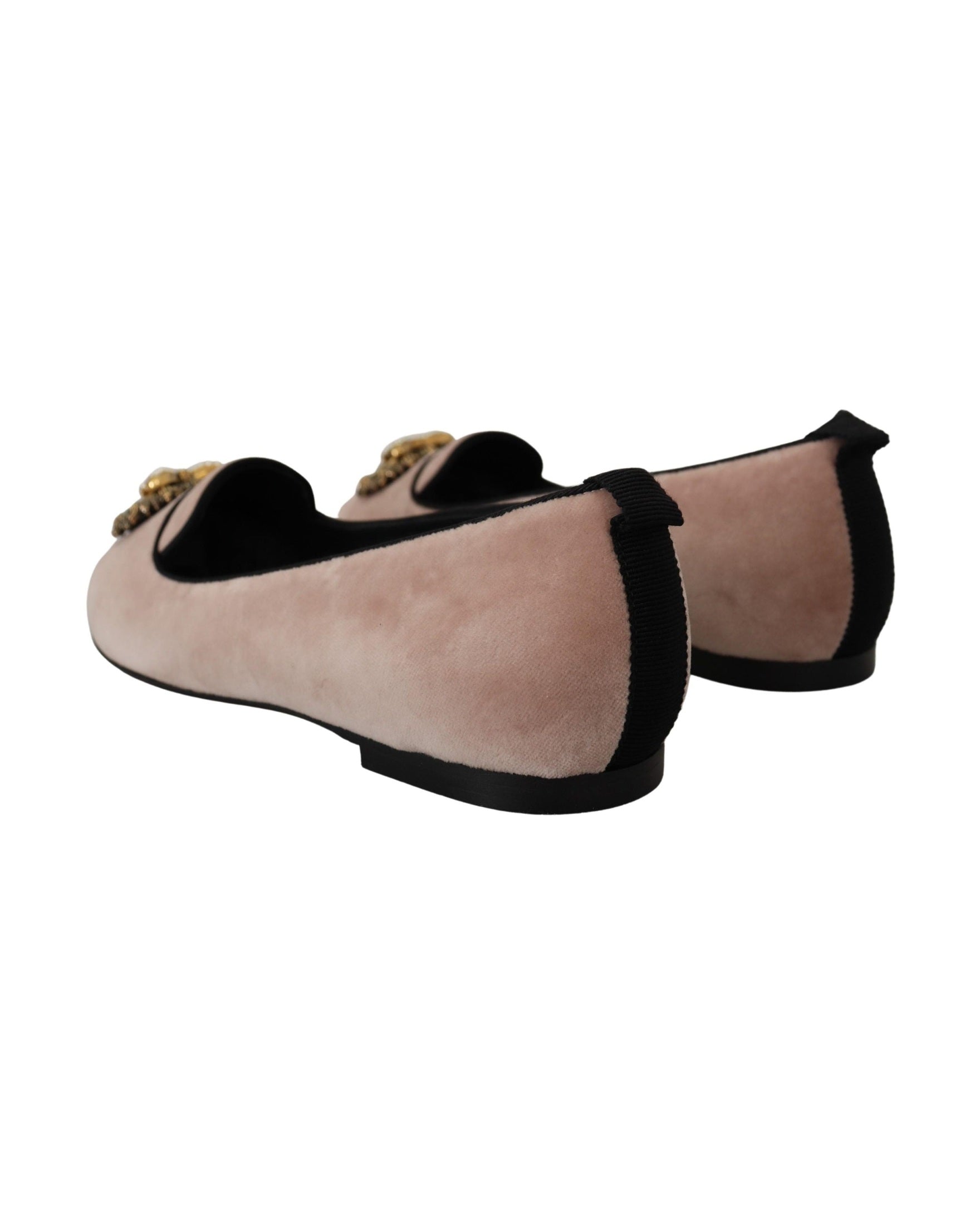 Dolce & Gabbana Pink Velvet Slip Ons Loafers Flats Shoes Flats