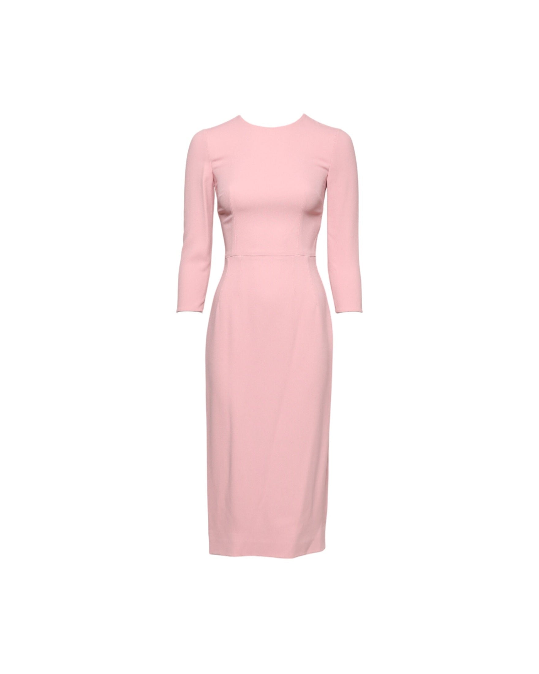Dolce & Gabbana Pink Viscose 3/4 Sleeves Sheath Midi Dress Glam Steals