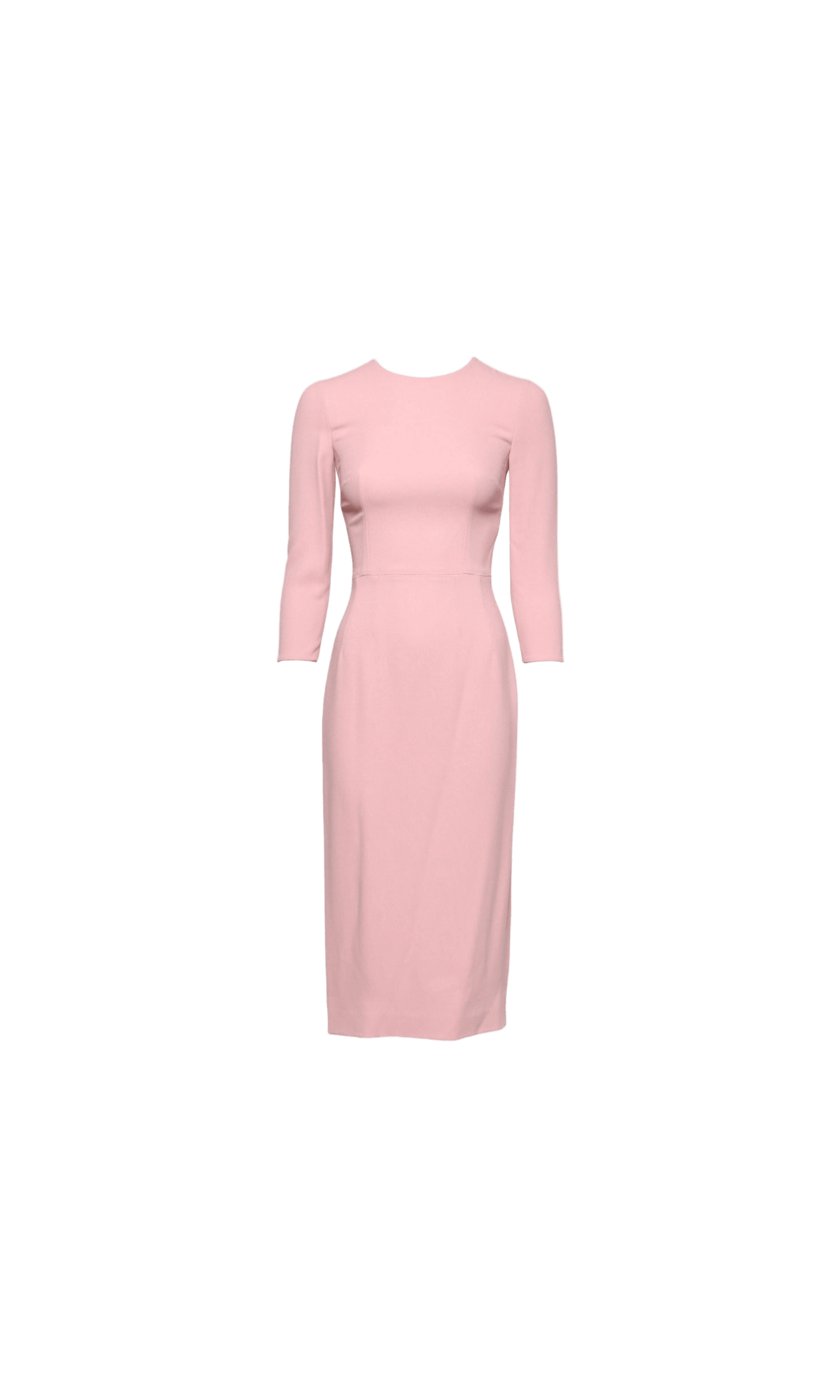 Dolce & Gabbana Pink Viscose 3/4 Sleeves Sheath Midi Dress Glam Steals