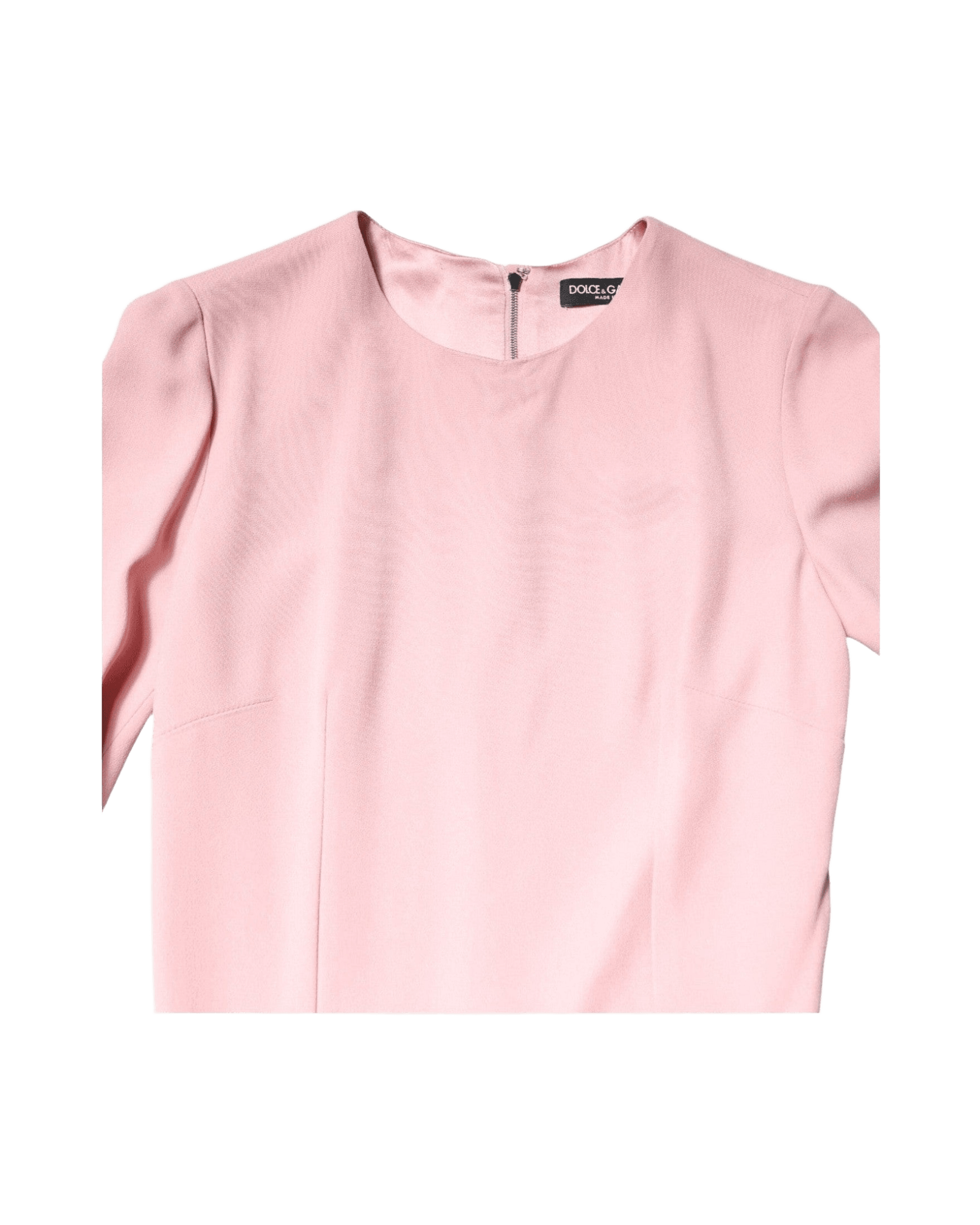 Dolce & Gabbana Pink Viscose 3/4 Sleeves Sheath Midi Dress Glam Steals