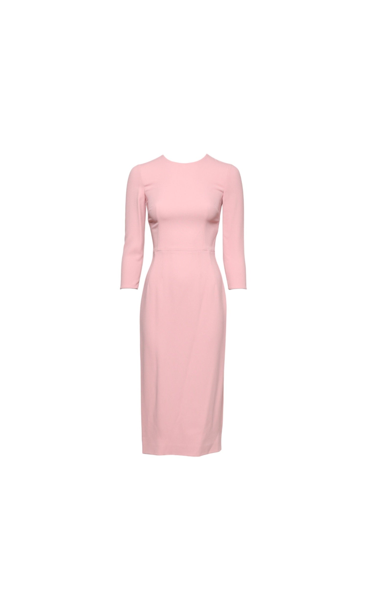 Dolce & Gabbana Pink Viscose 3/4 Sleeves Sheath Midi Dress Glam Steals