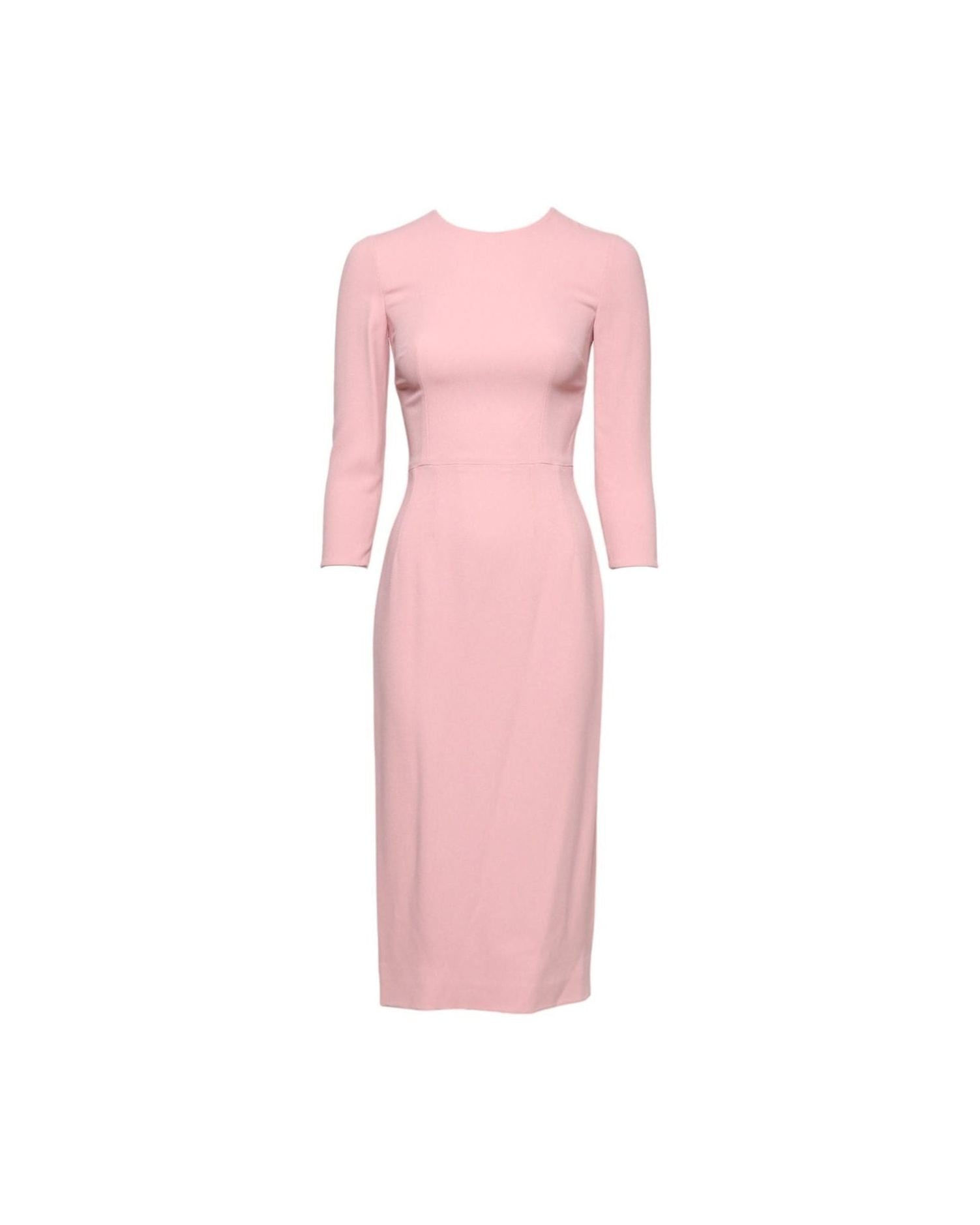 Dolce & Gabbana Pink Viscose 3/4 Sleeves Sheath Midi Dress Glam Steals