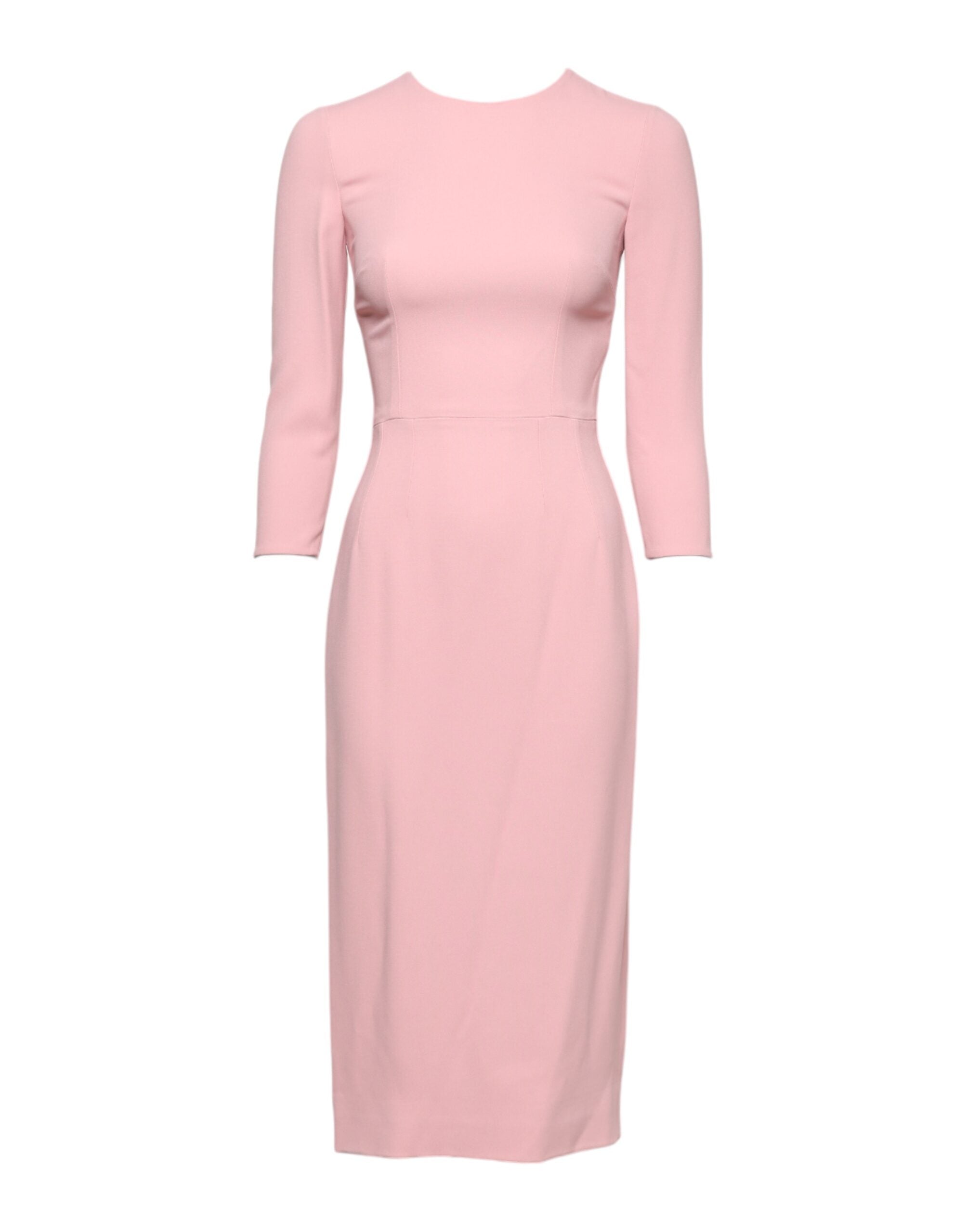 Dolce & Gabbana Pink Viscose 3/4 Sleeves Sheath Midi Dress Glam Steals
