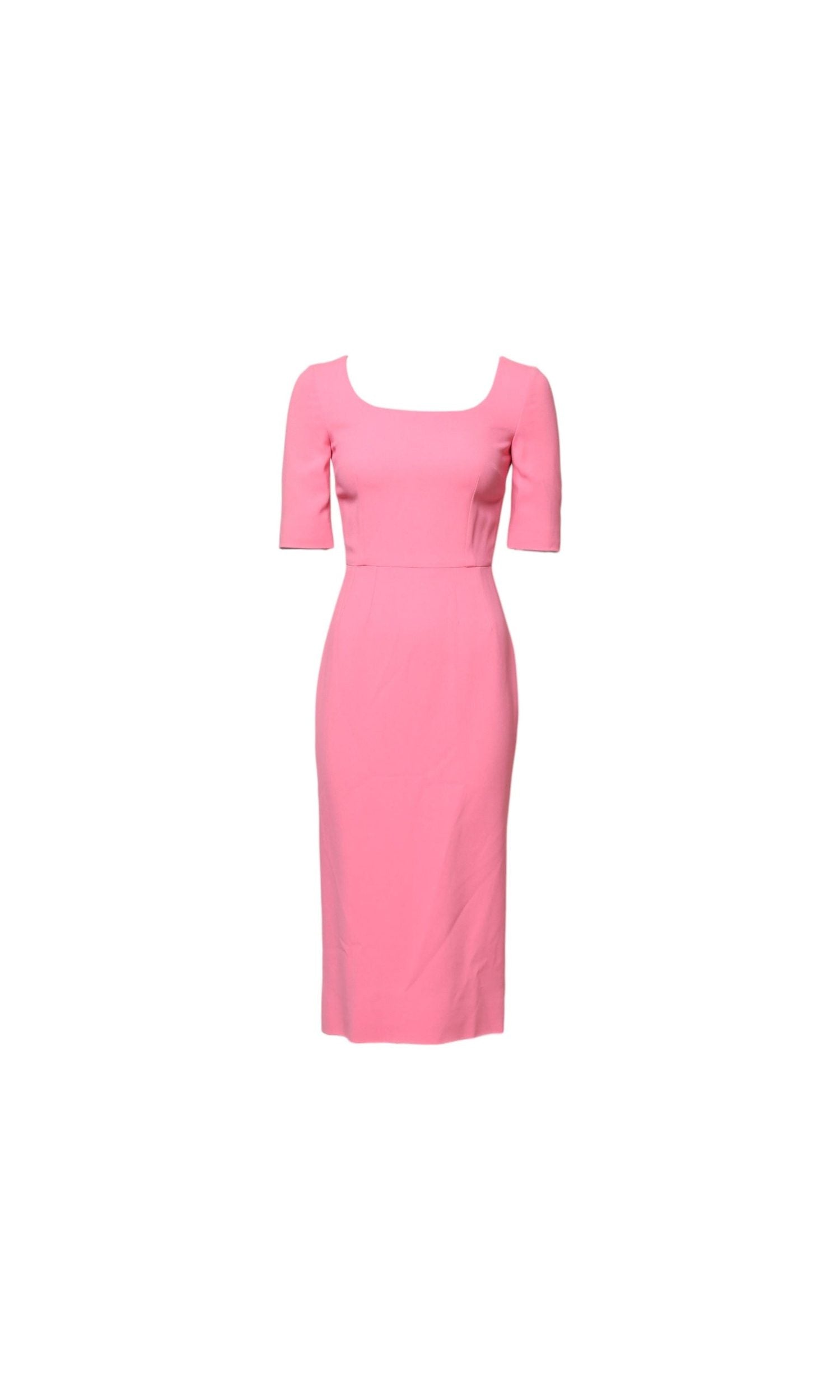 Dolce & Gabbana Pink Viscose Short Sleeve Sheath Midi Dress Glam Steals