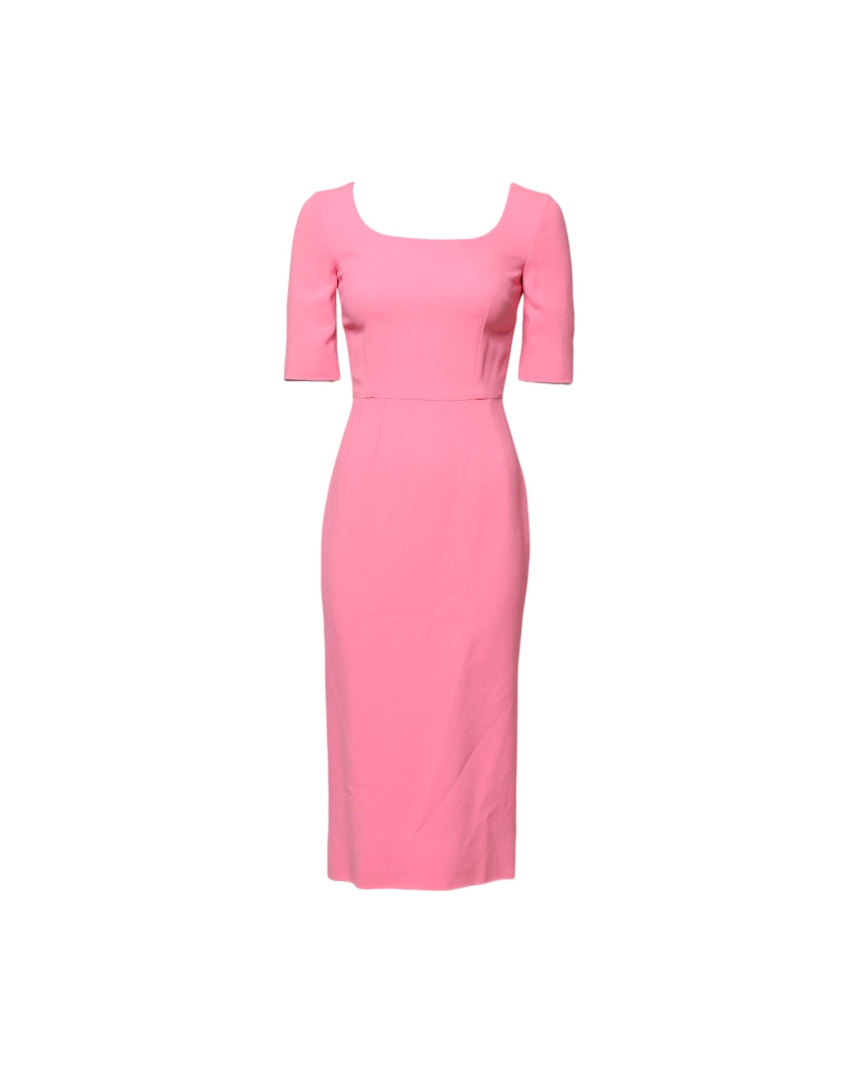 Dolce & Gabbana Pink Viscose Short Sleeve Sheath Midi Dress Glam Steals