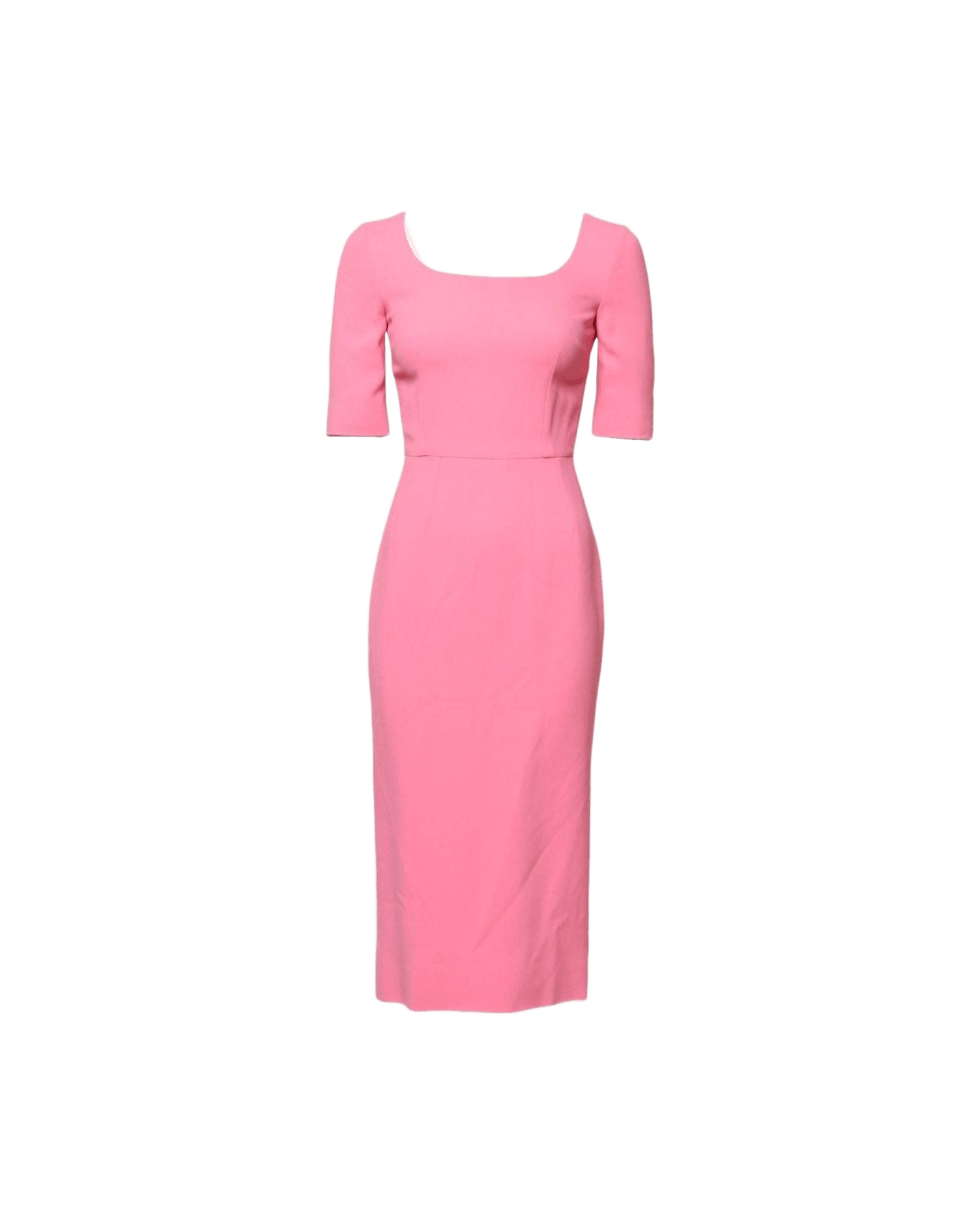 Dolce & Gabbana Pink Viscose Short Sleeve Sheath Midi Dress