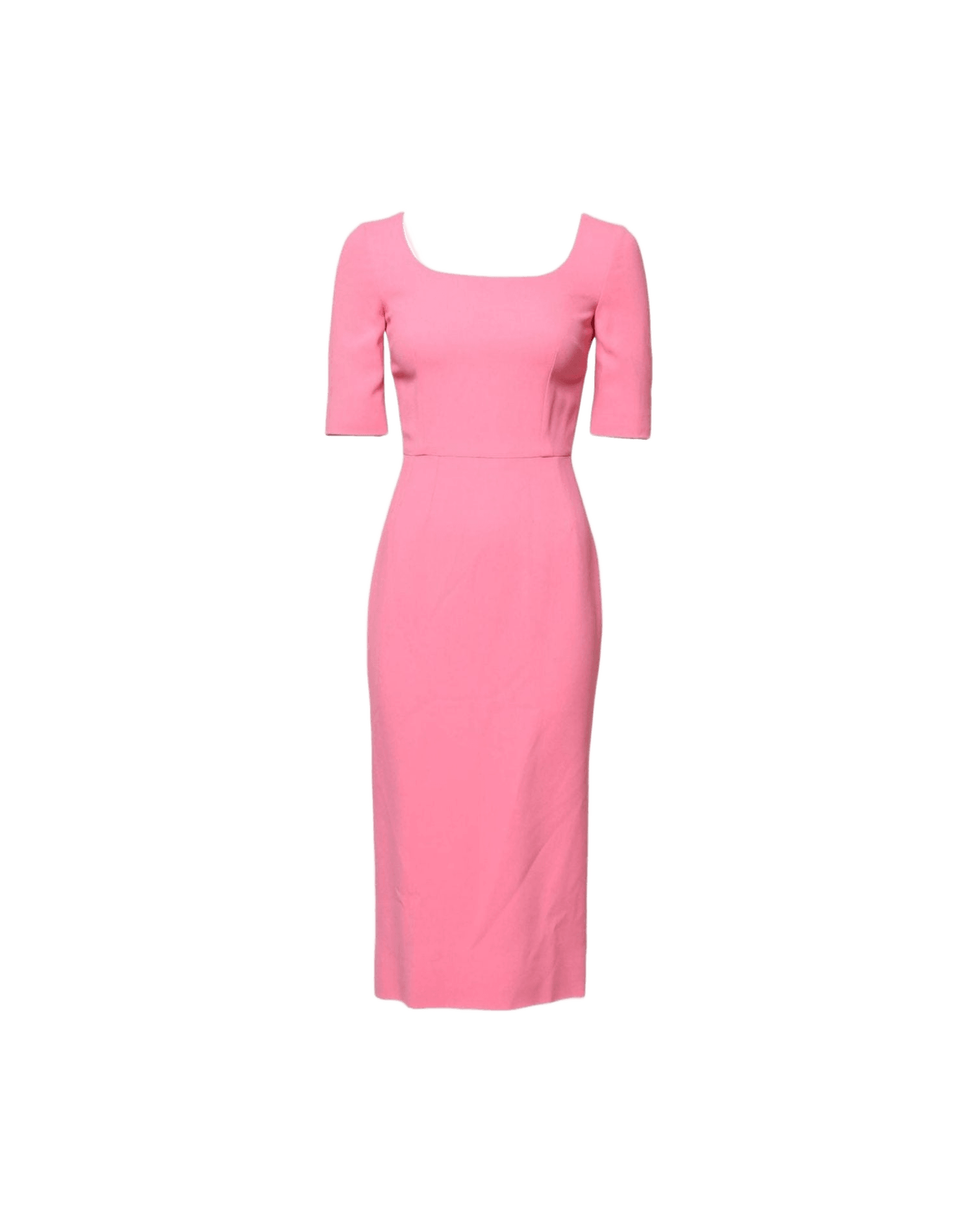 Dolce & Gabbana Pink Viscose Short Sleeve Sheath Midi Dress Dresses
