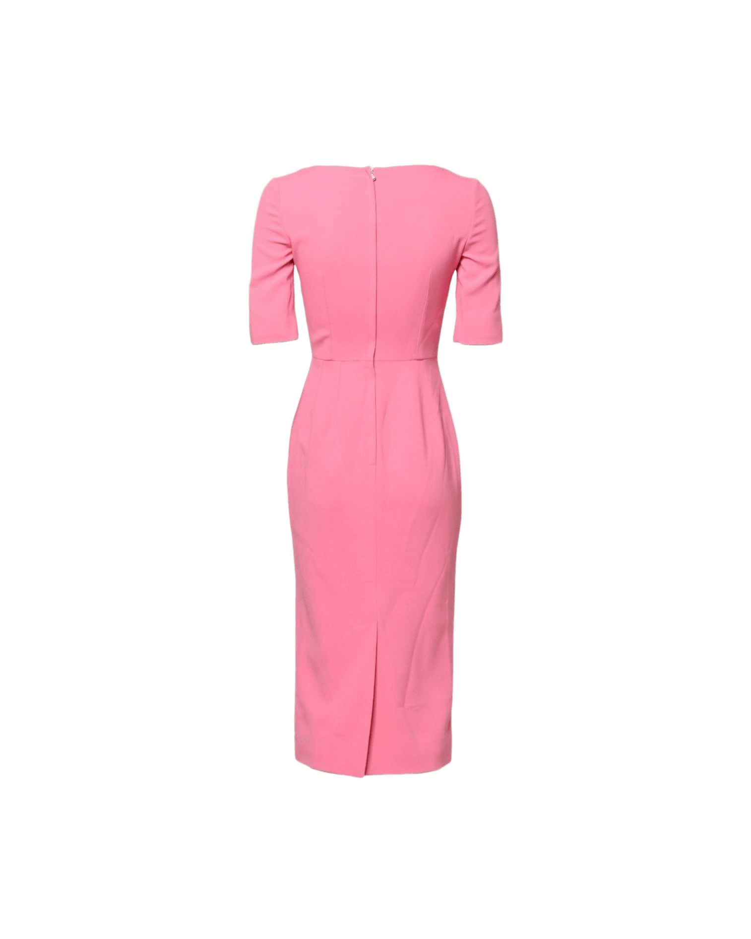 Dolce & Gabbana Pink Viscose Short Sleeve Sheath Midi Dress Glam Steals