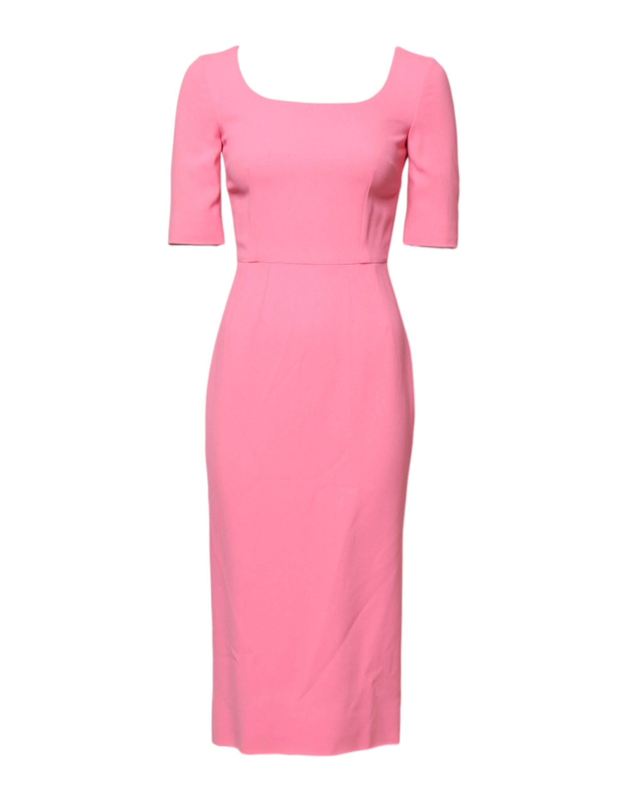 Dolce & Gabbana Pink Viscose Short Sleeve Sheath Midi Dress Glam Steals