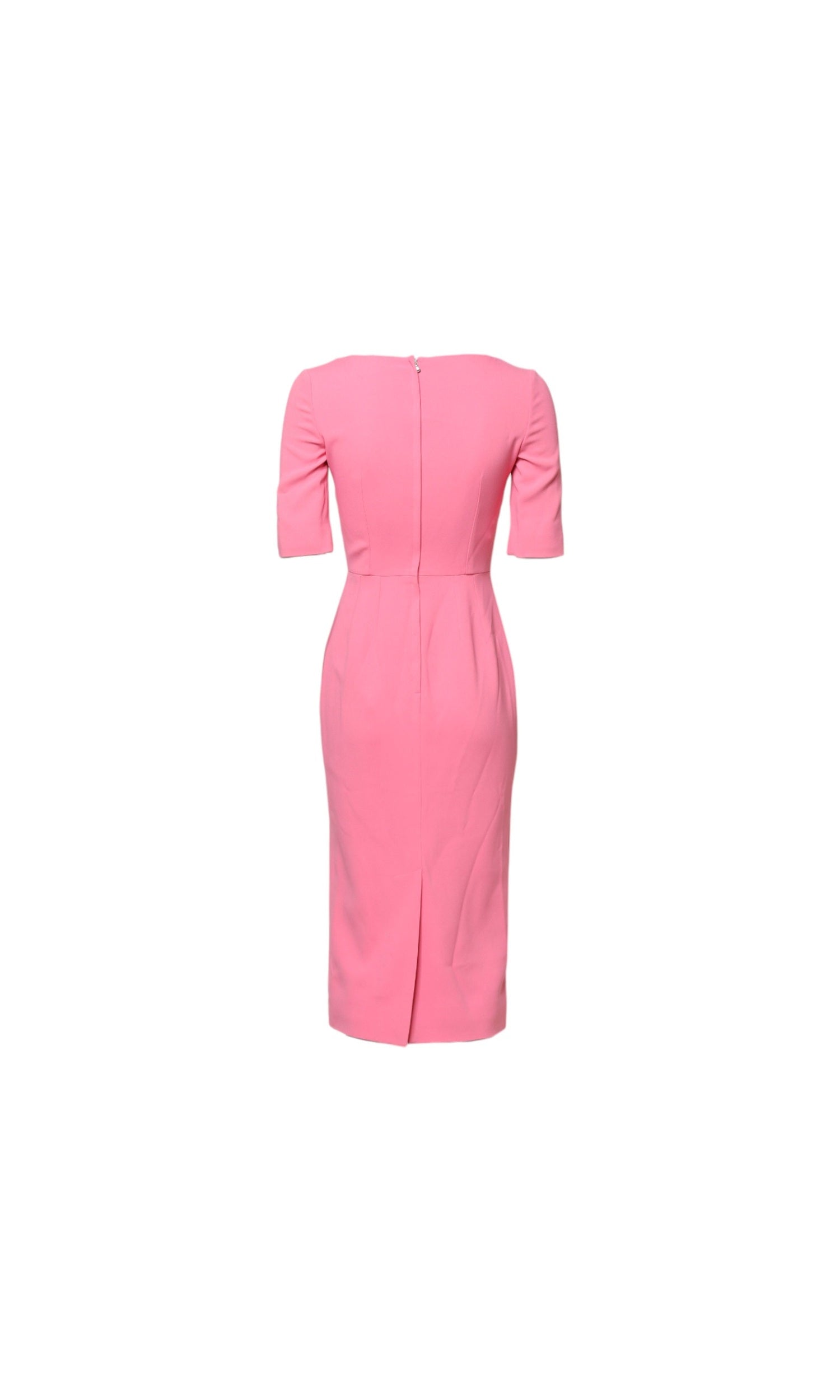 Dolce & Gabbana Pink Viscose Short Sleeve Sheath Midi Dress Glam Steals