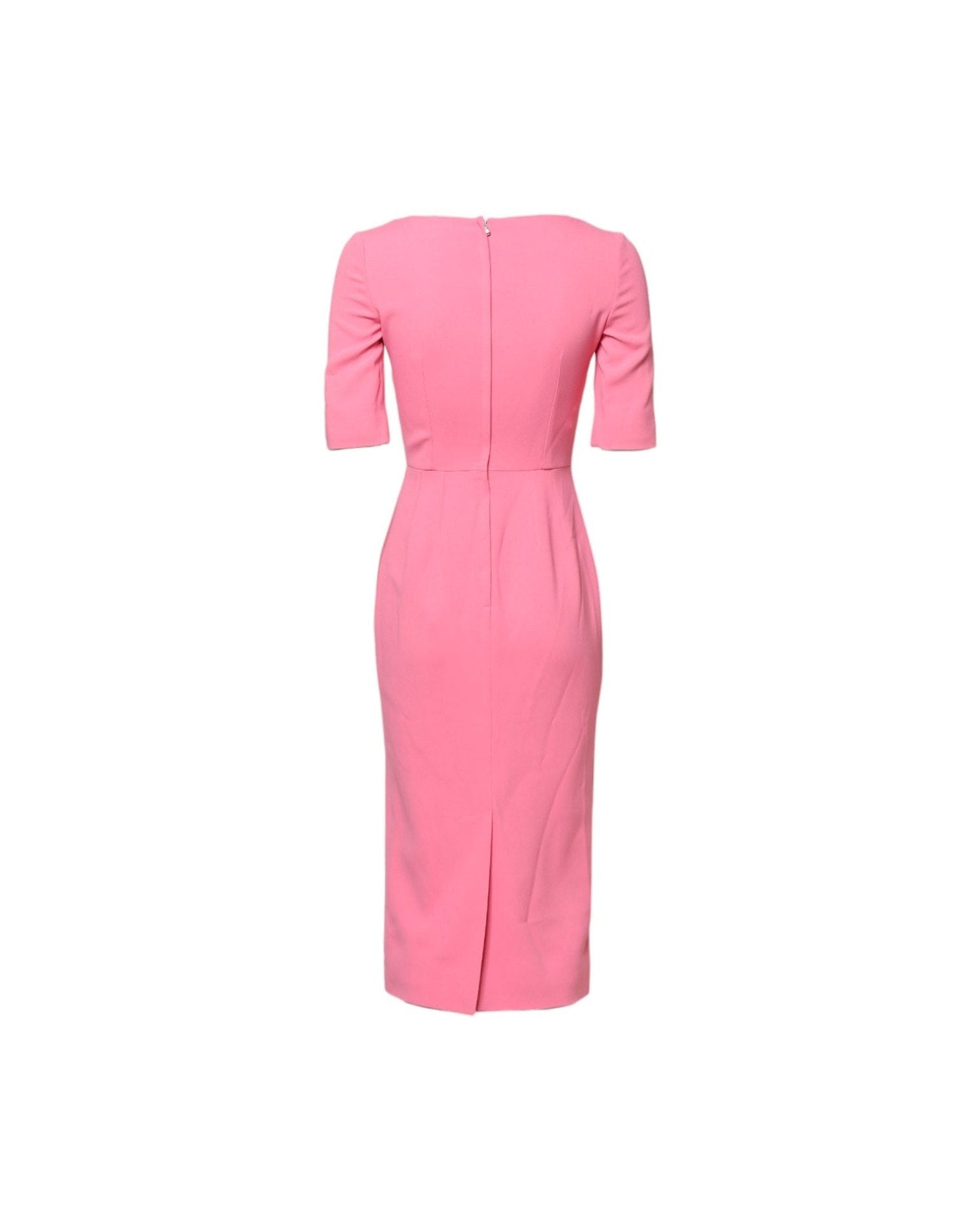 Dolce & Gabbana Pink Viscose Short Sleeve Sheath Midi Dress Glam Steals
