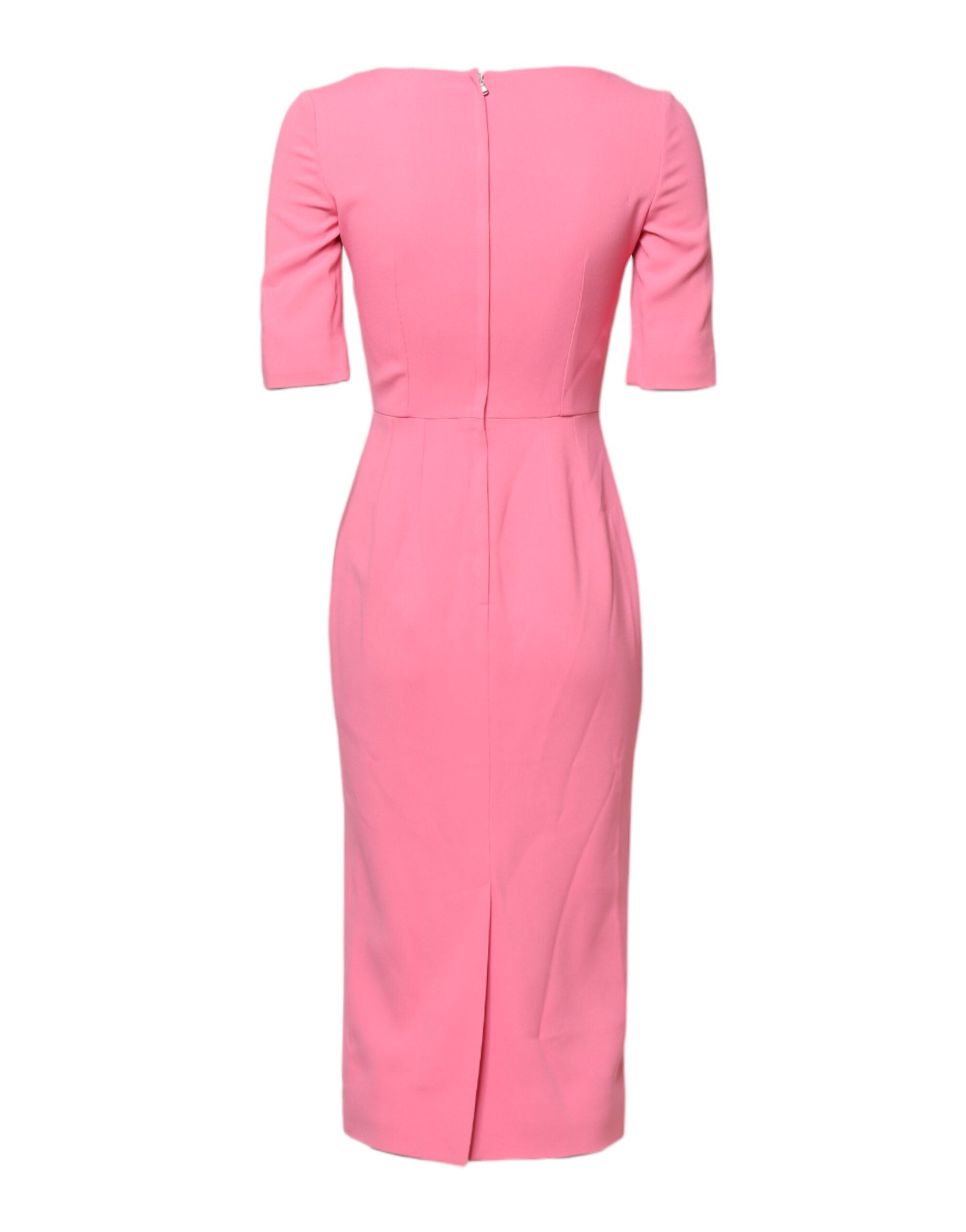 Dolce & Gabbana Pink Viscose Short Sleeve Sheath Midi Dress Glam Steals