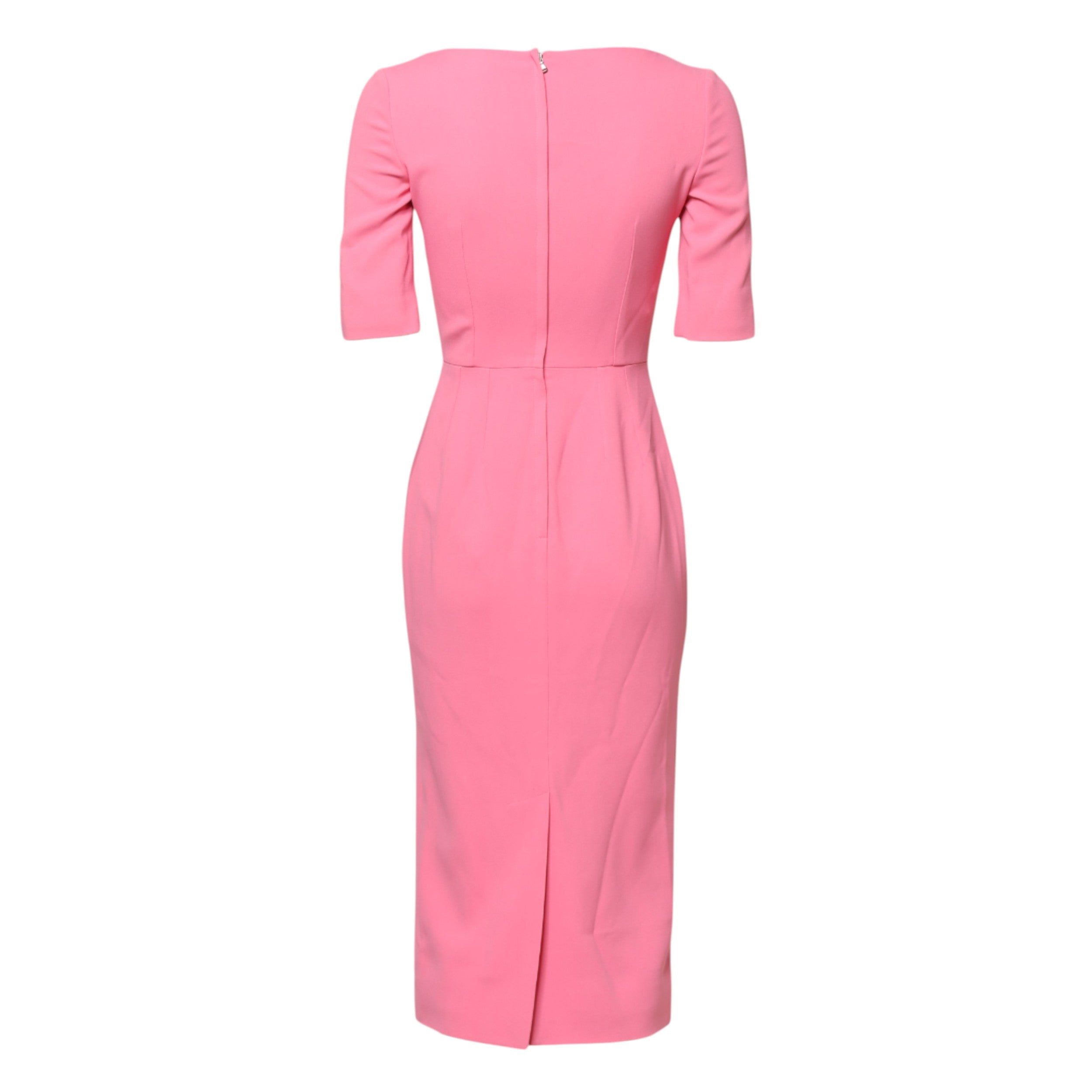Dolce & Gabbana Pink Viscose Short Sleeve Sheath Midi Dress Glam Steals