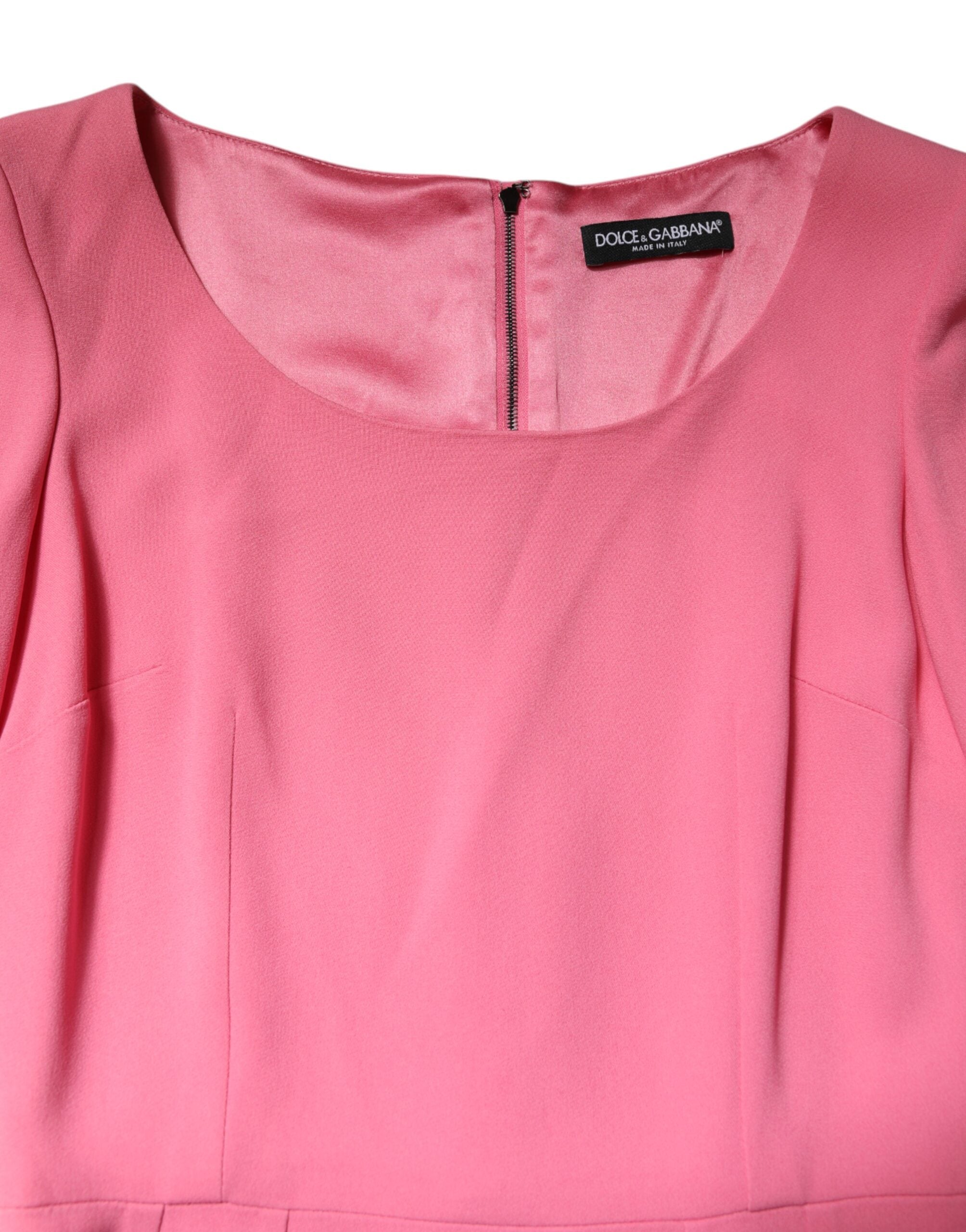 Dolce & Gabbana Pink Viscose Short Sleeve Sheath Midi Dress Glam Steals