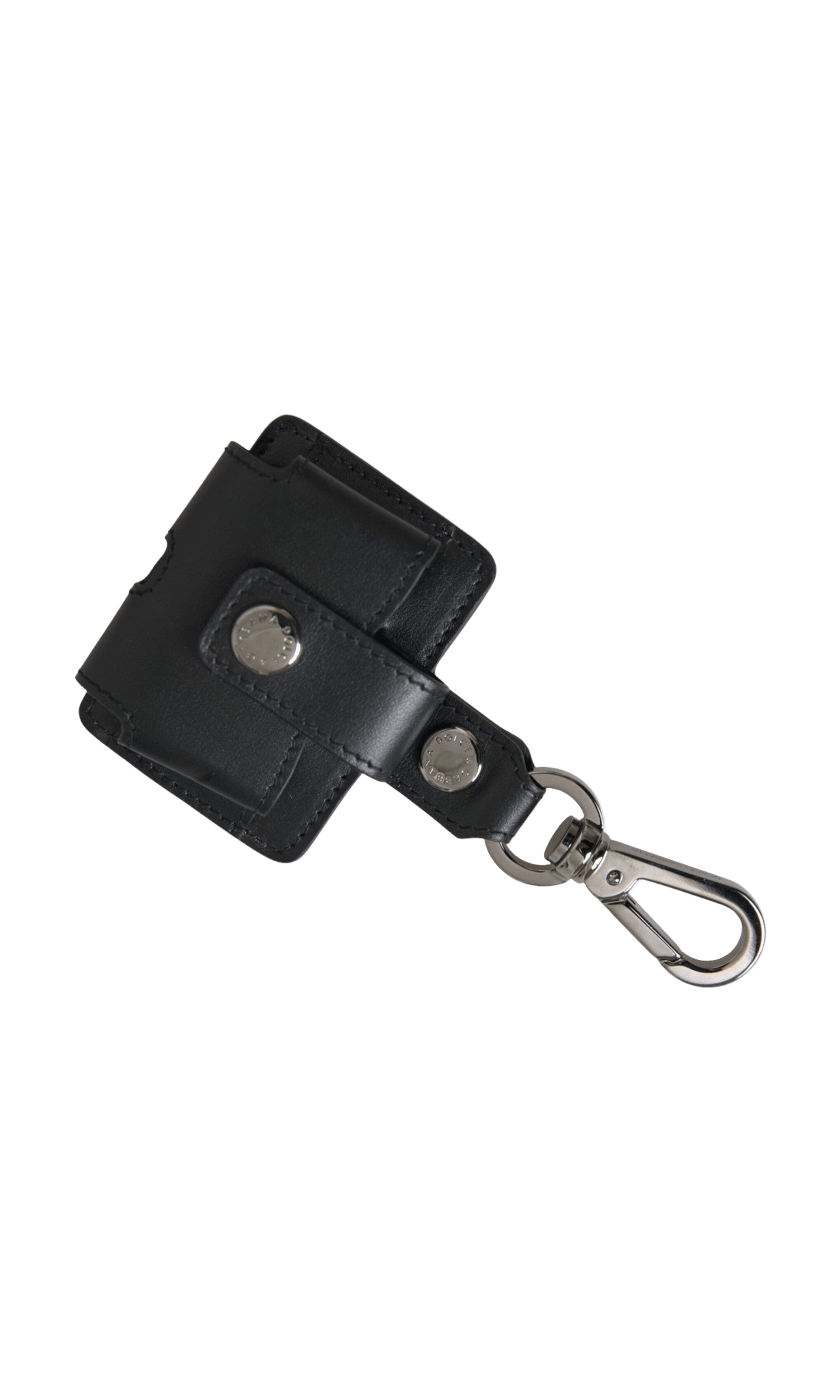 Dolce & Gabbana Plain Leather Metal Airpods Black Silver Case Glam Steals