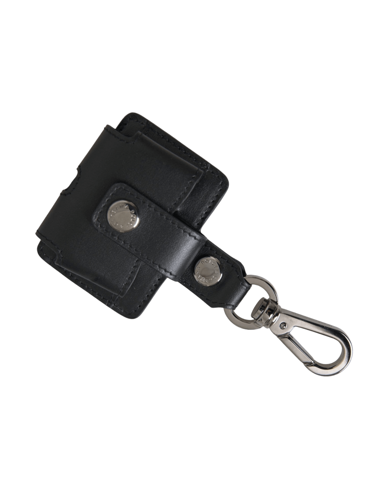 Dolce & Gabbana Plain Leather Metal Airpods Black Silver Case Glam Steals