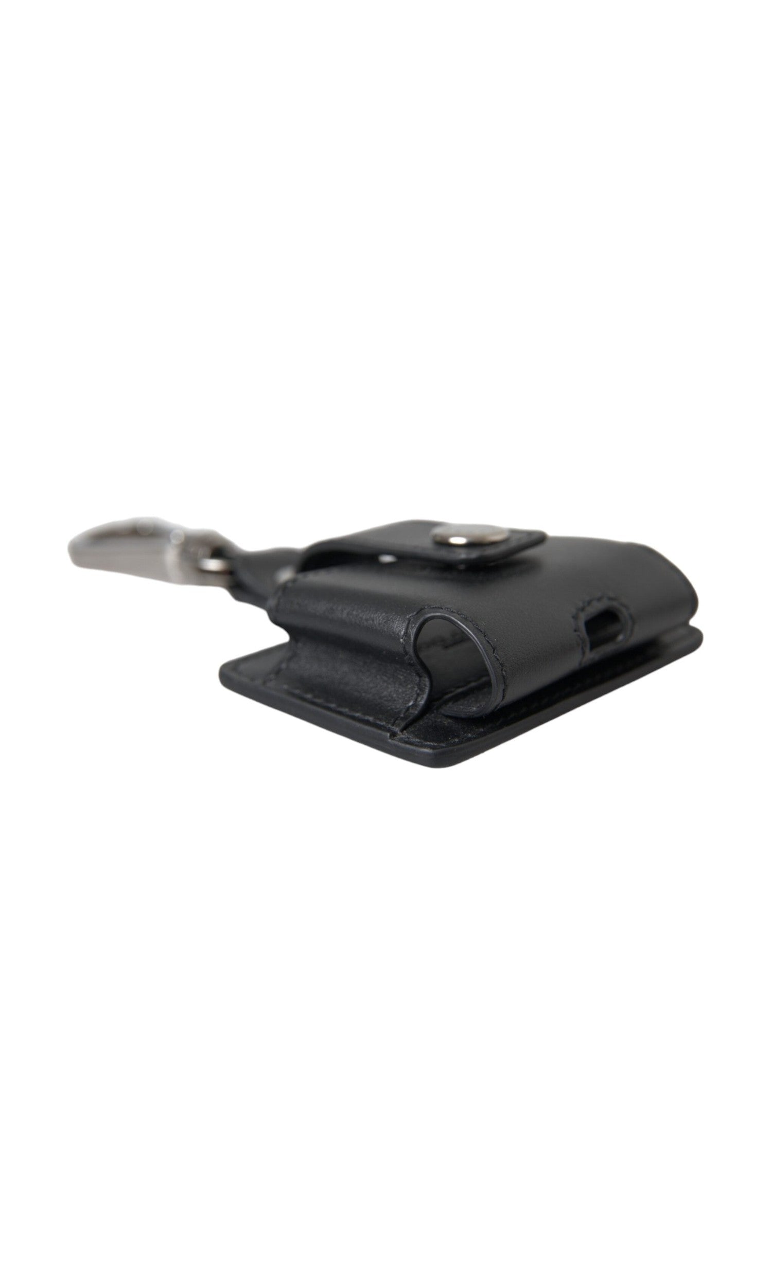 Dolce & Gabbana Plain Leather Metal Airpods Black Silver Case Glam Steals