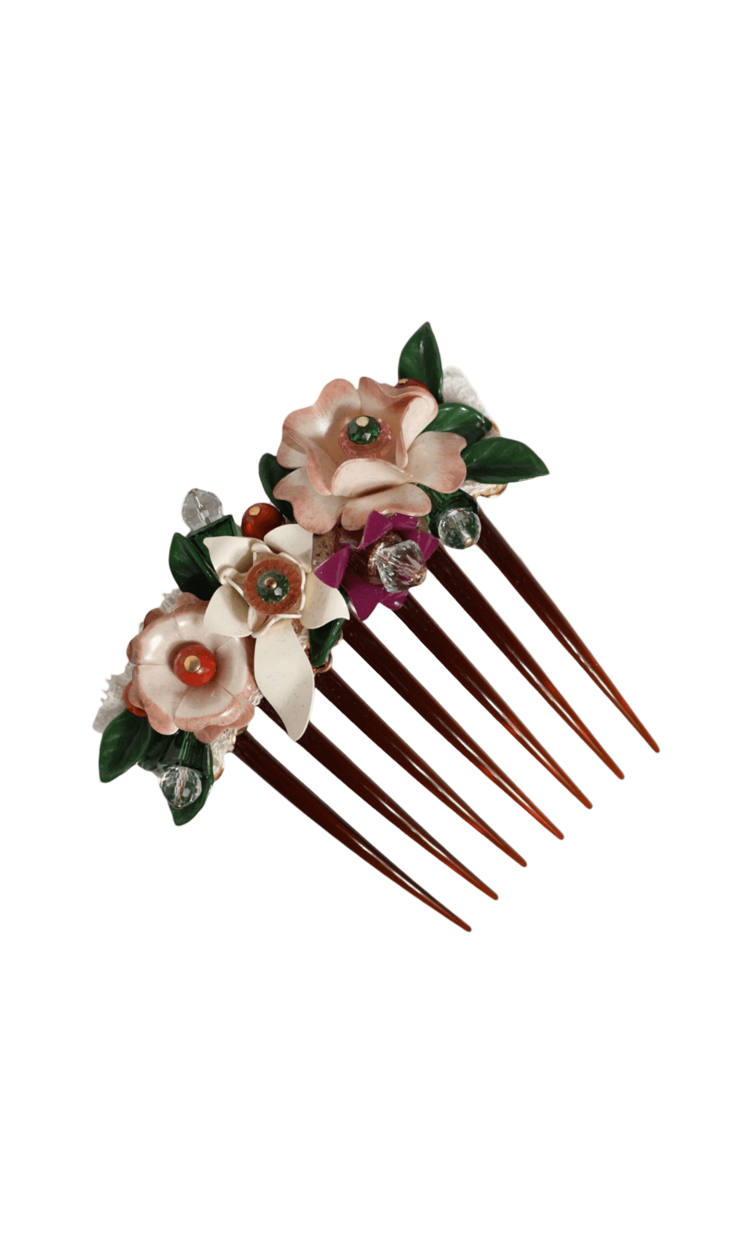 Dolce & Gabbana Plastic Crystal Floral Women Hair Brown Comb Glam Steals