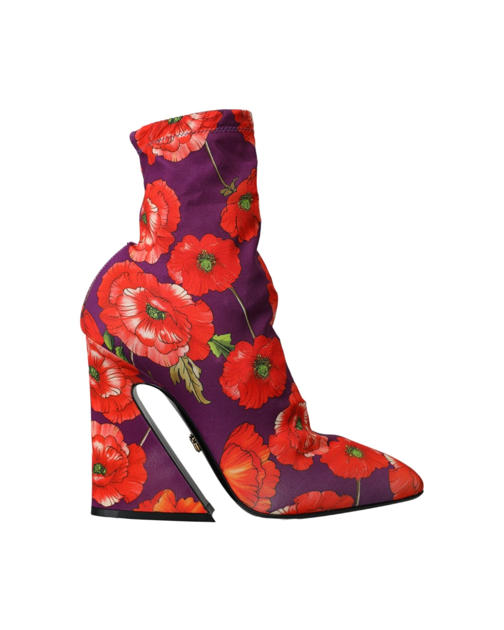 Dolce & Gabbana Purple Floral Jersey Stretch Boots Shoes Glam Steals