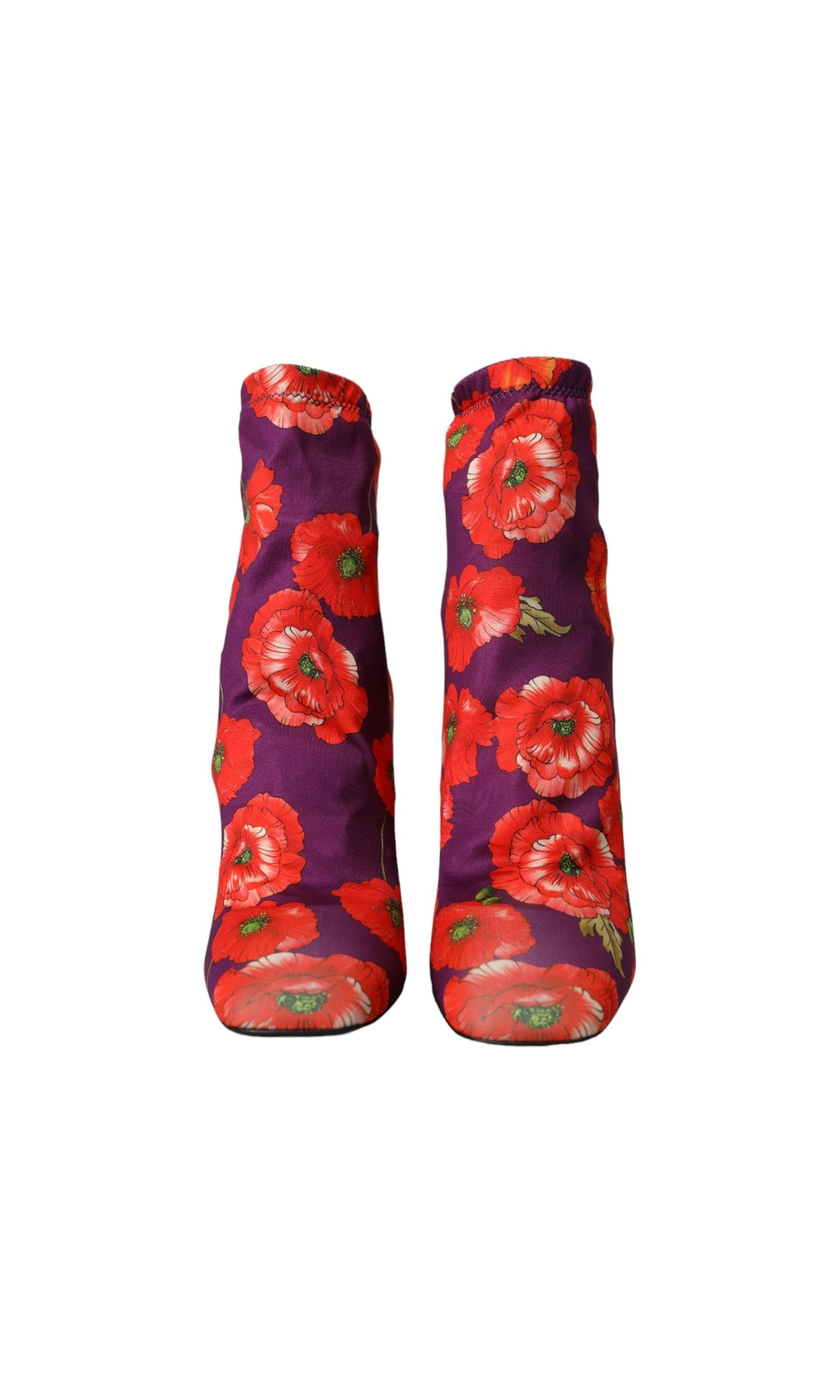 Dolce & Gabbana Purple Floral Jersey Stretch Boots Shoes Glam Steals