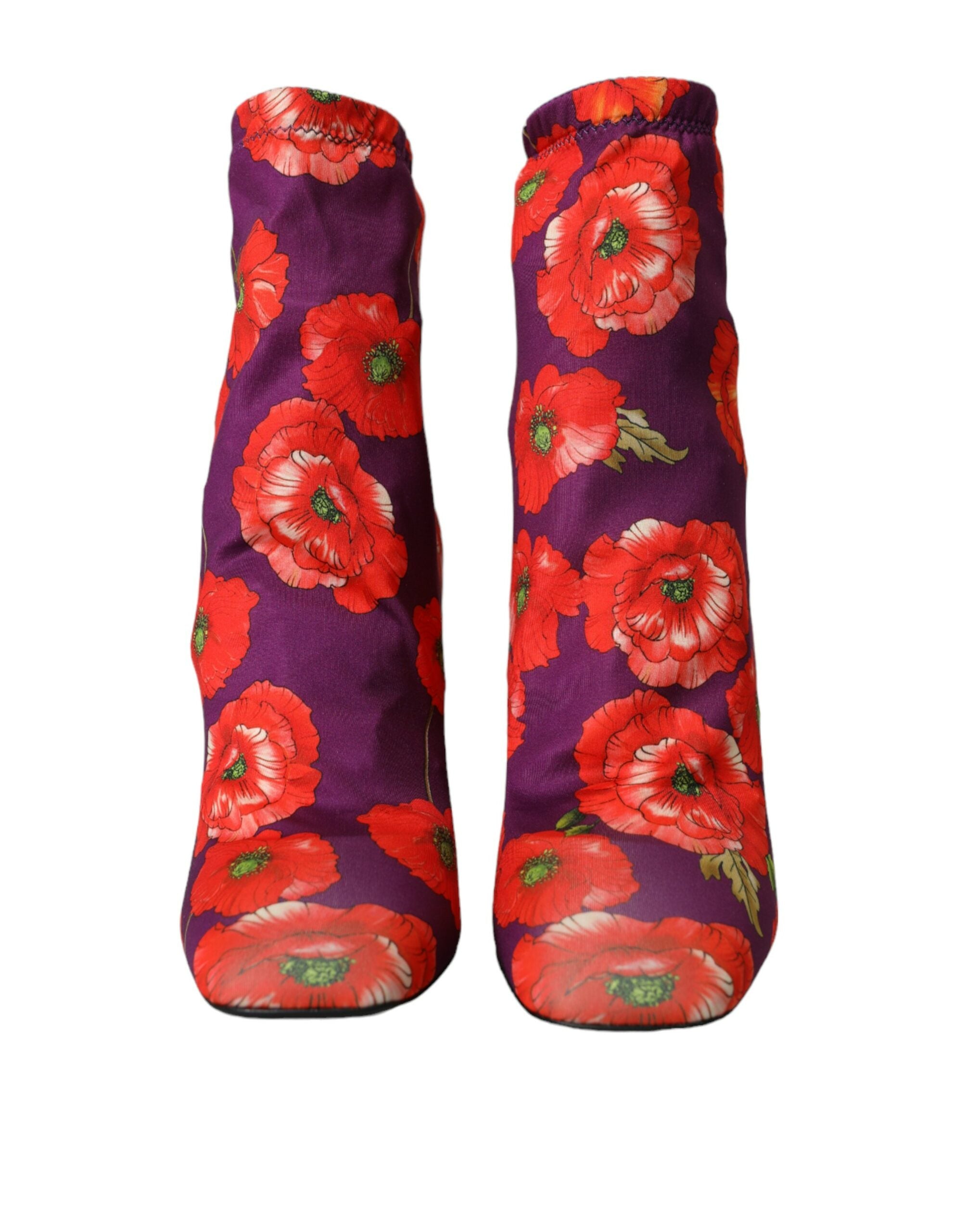 Dolce & Gabbana Purple Floral Jersey Stretch Boots Shoes Glam Steals