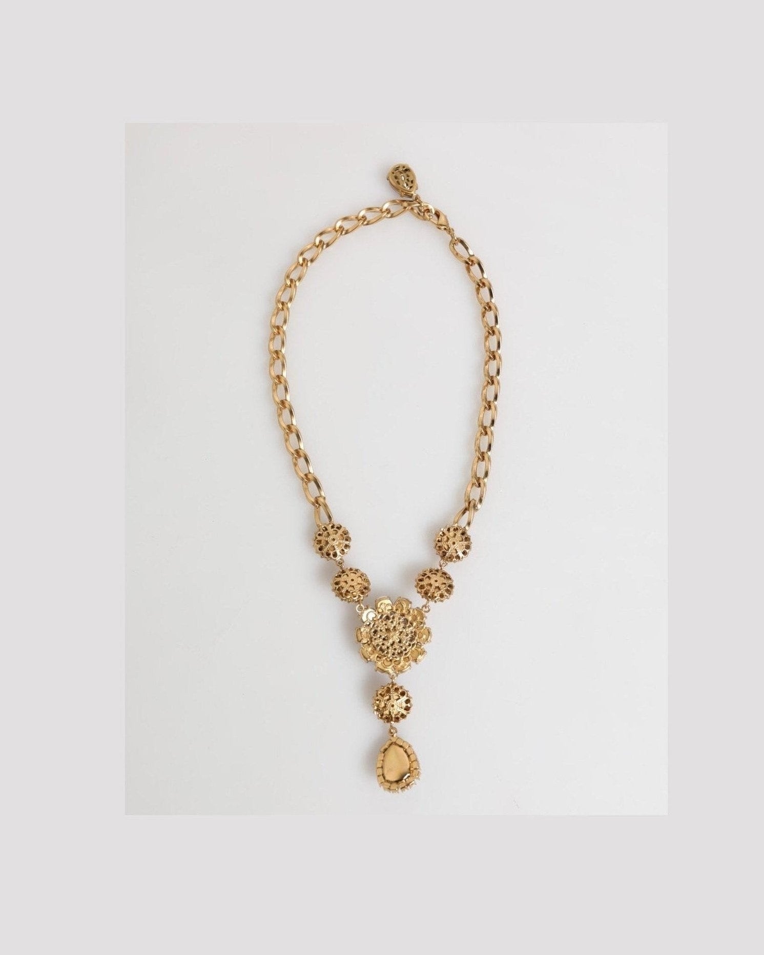 Dolce & Gabbana Purple Gold Brass Crystal Pearl Floral Pendant Jewelry Necklace Glam Steals