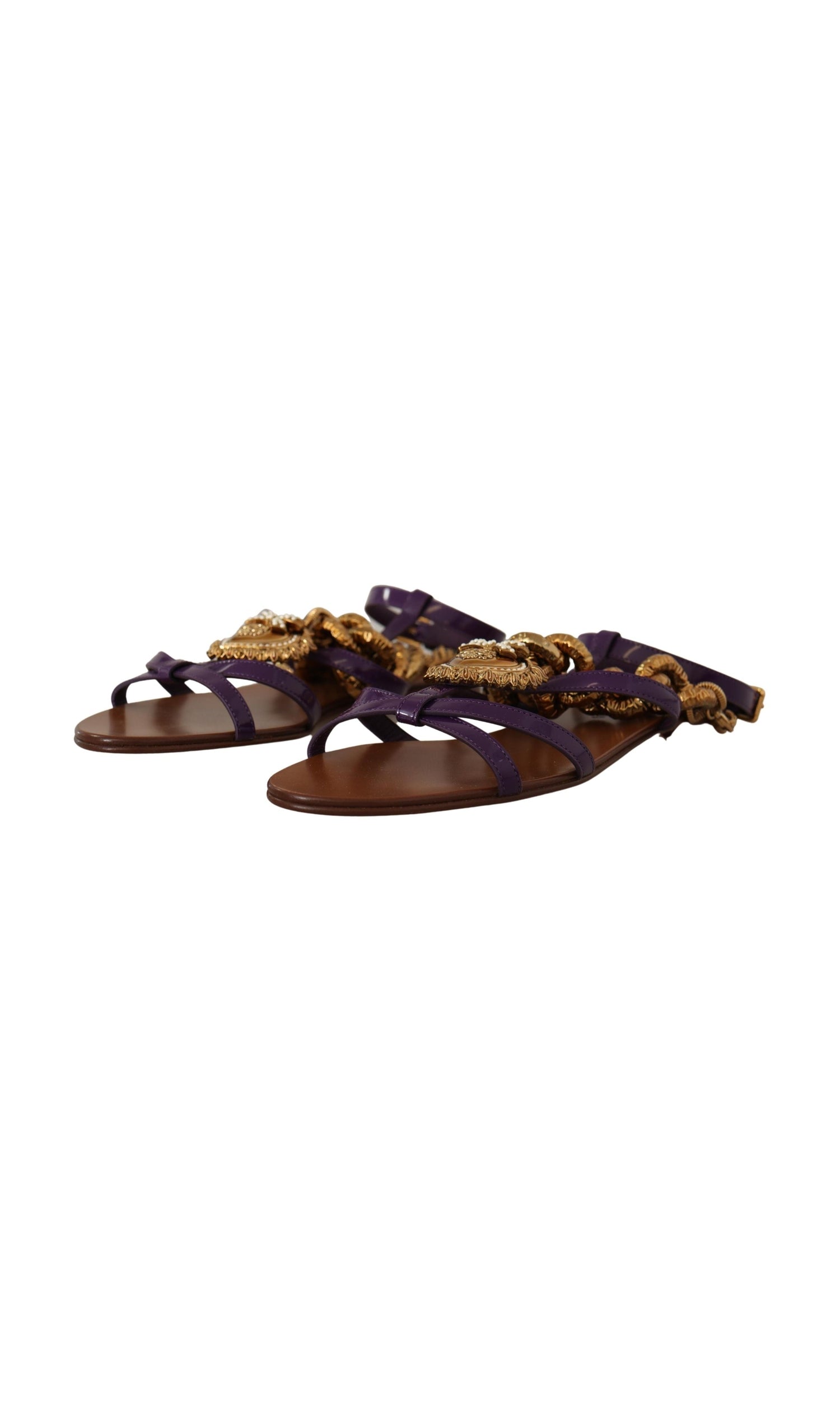 Dolce & Gabbana Purple Heart Chain Gladiator Flats Glam Steals