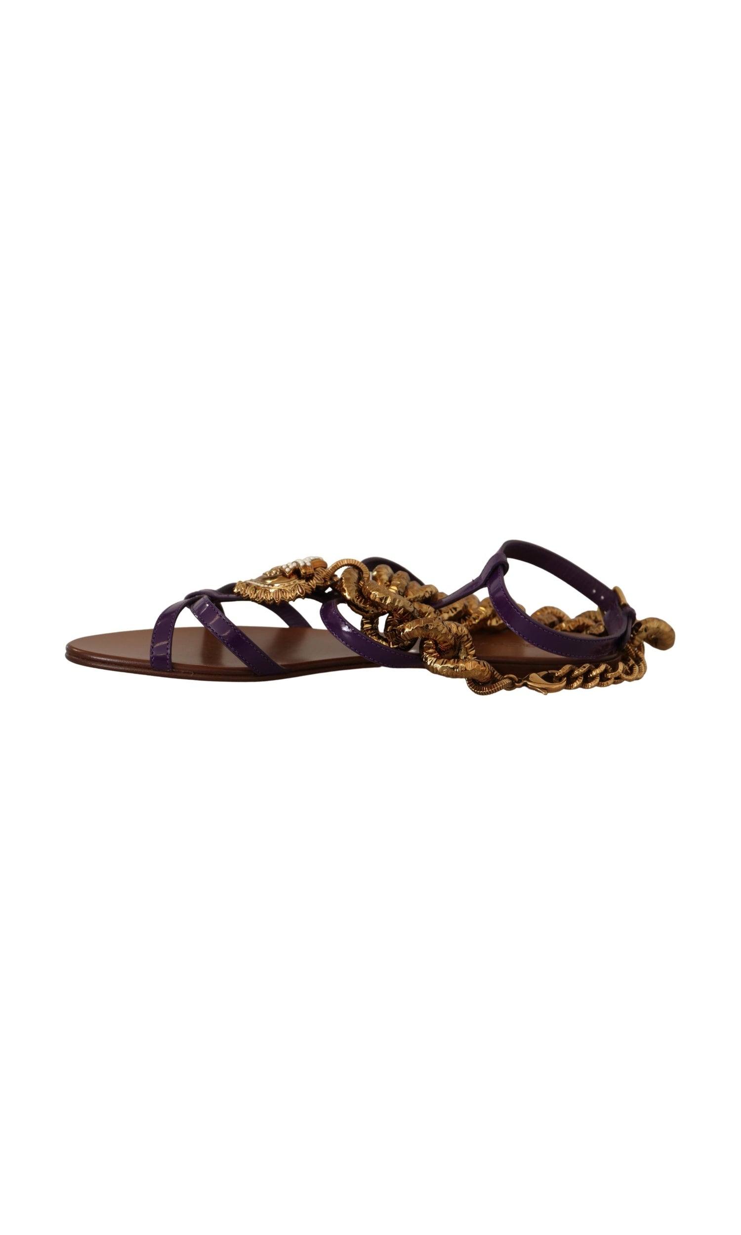 Dolce & Gabbana Purple Heart Chain Gladiator Flats Glam Steals