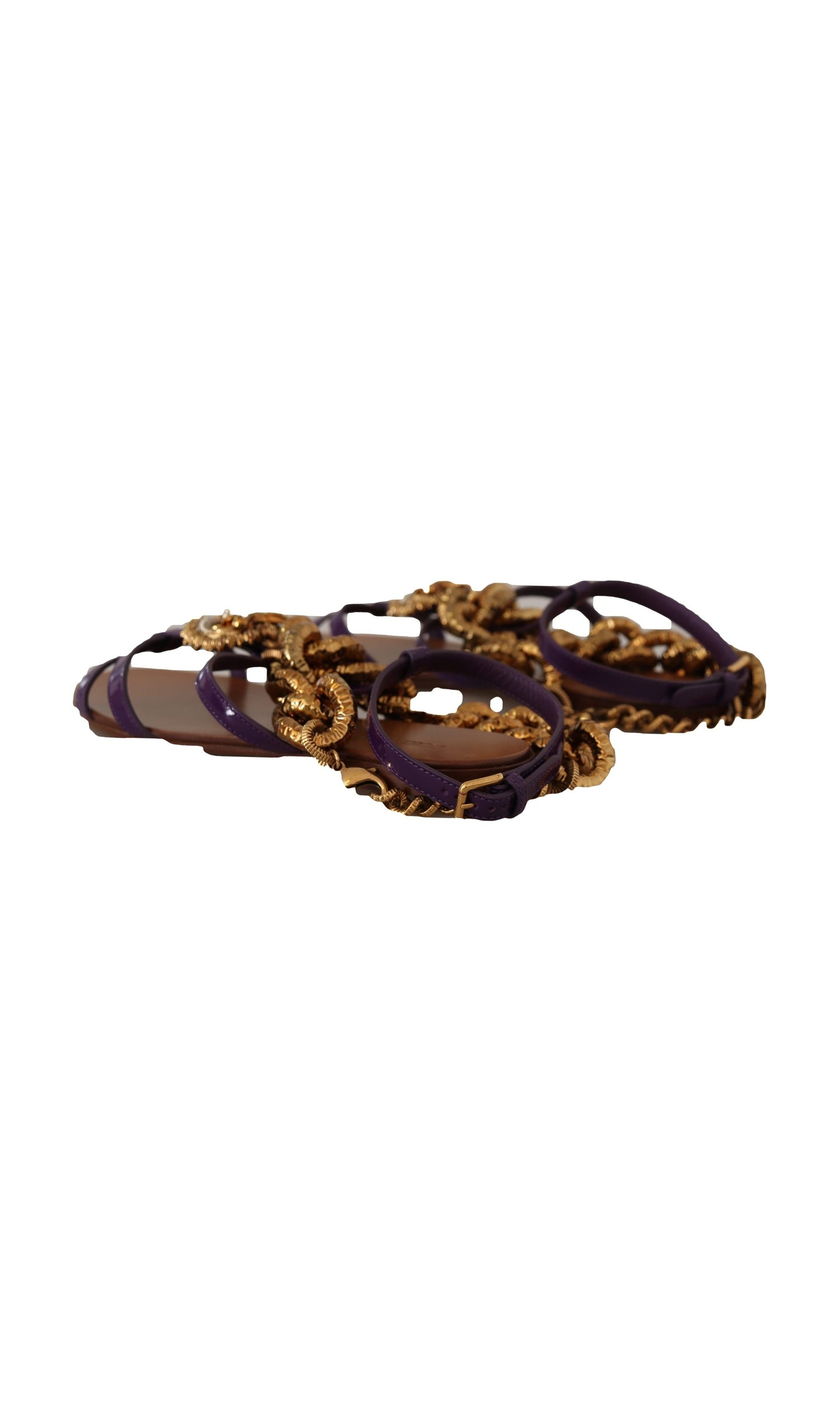 Dolce & Gabbana Purple Heart Chain Gladiator Flats Glam Steals